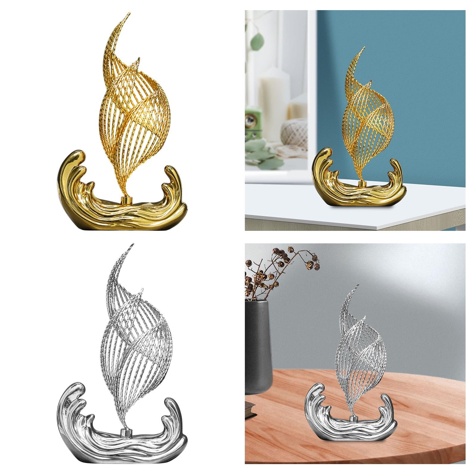 Ceramic Statue for Home Decor Iron Sculpture for Living Room Desktop Bedroom Gold