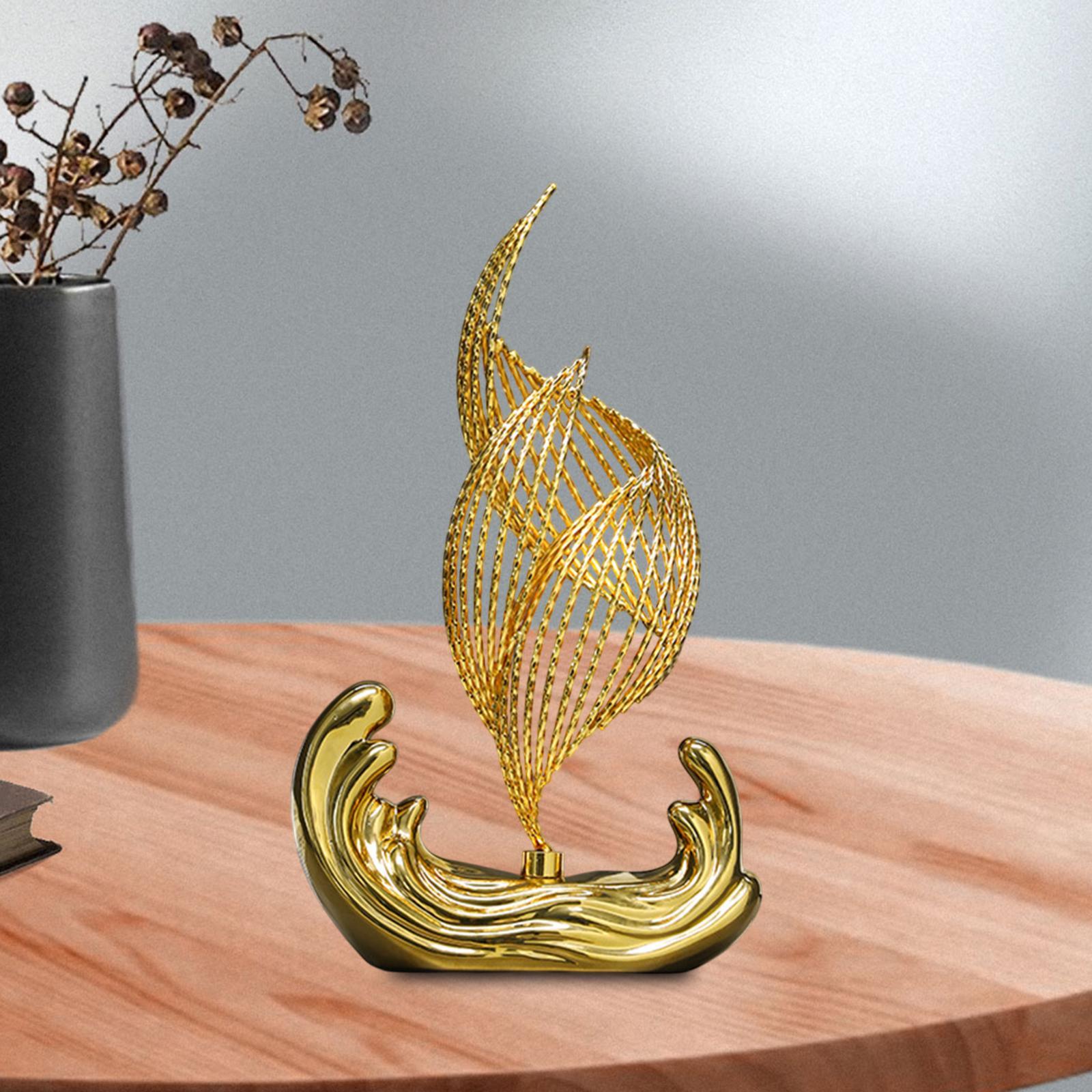 Ceramic Statue for Home Decor Iron Sculpture for Living Room Desktop Bedroom Gold