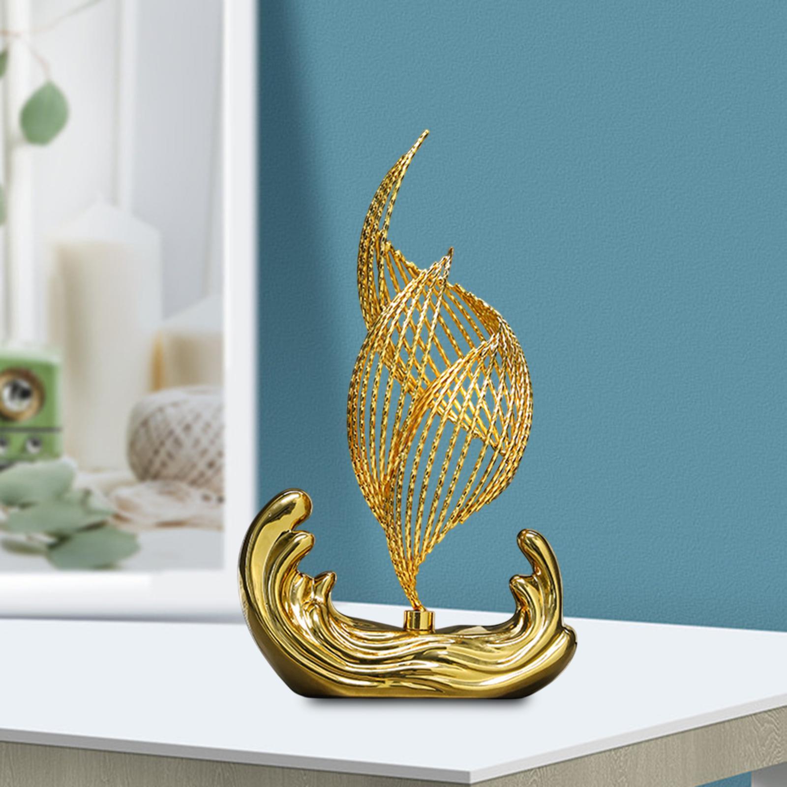 Ceramic Statue for Home Decor Iron Sculpture for Living Room Desktop Bedroom Gold