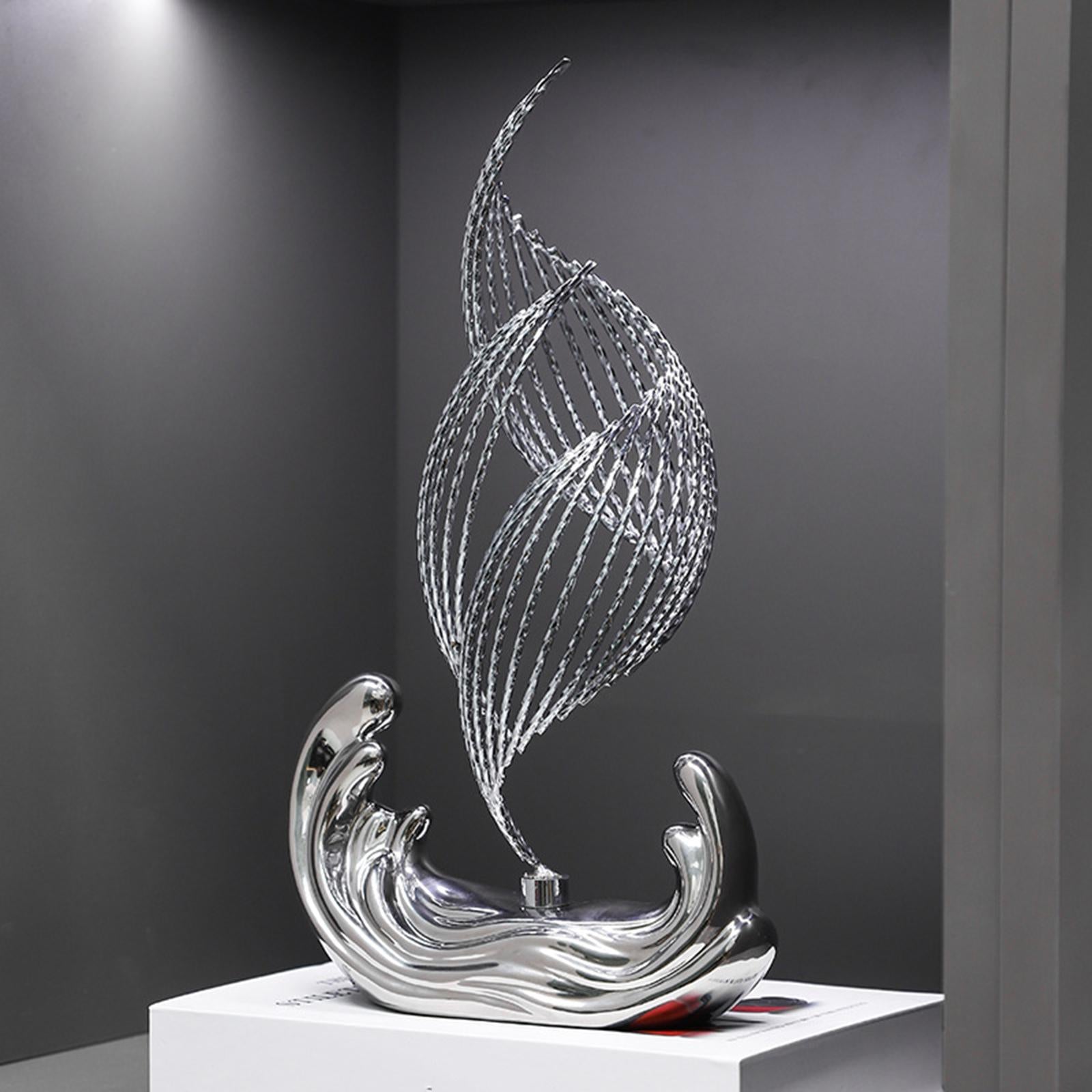 Ceramic Statue for Home Decor Iron Sculpture for Living Room Desktop Bedroom Silver