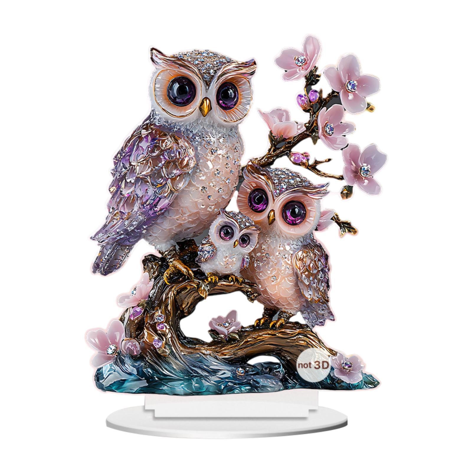 2D Animal Decor Crafts Mother's Day Decoration for Table Cabinet Living Room Owl Sign