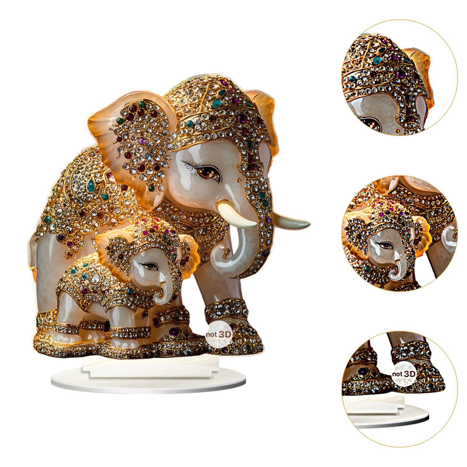 2D Animal Decor Crafts Mother's Day Decoration for Table Cabinet Living Room Elephant Sign