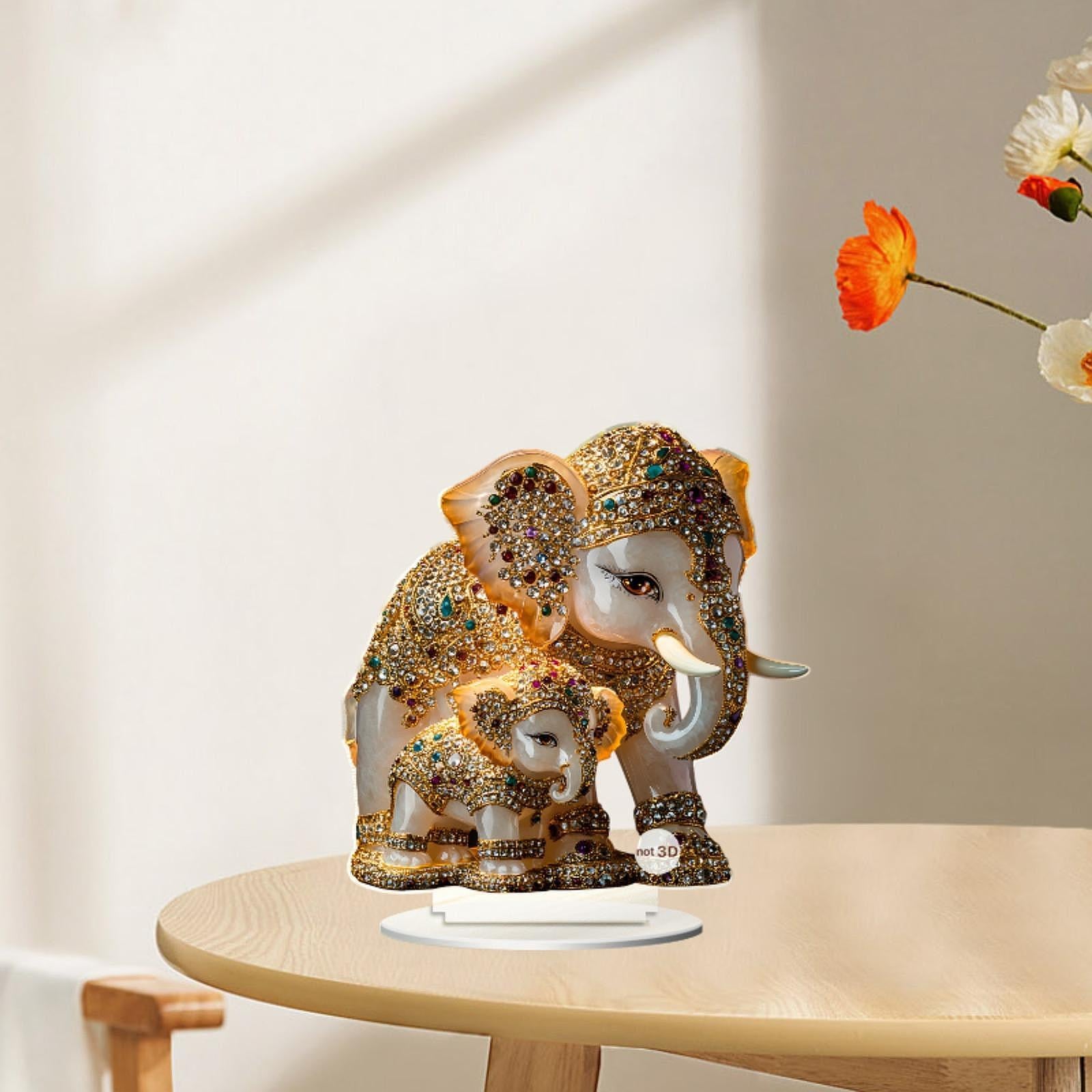 2D Animal Decor Crafts Mother's Day Decoration for Table Cabinet Living Room Elephant Sign