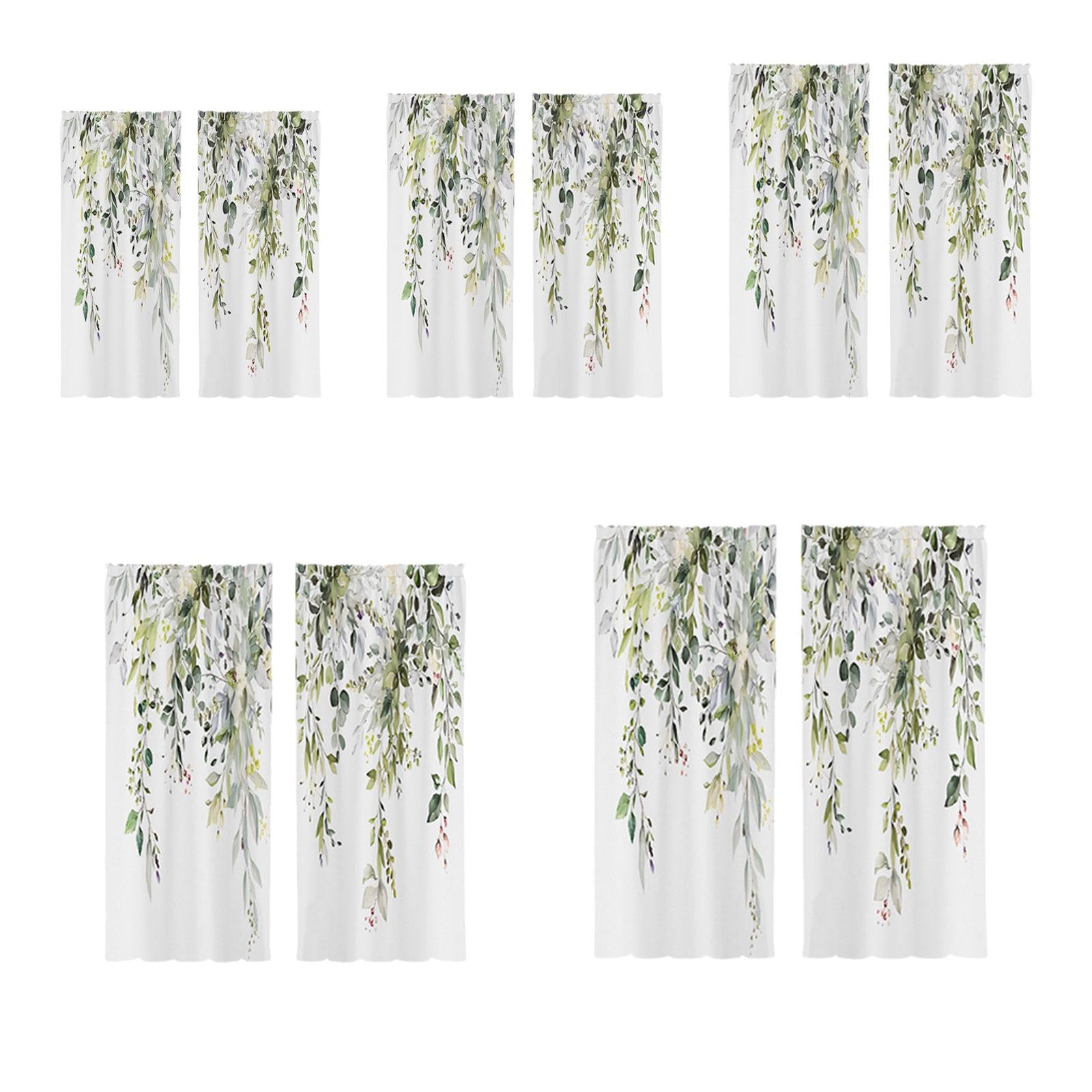2Pcs Green Leaves Window Curtains Decoration for Living Room Bedroom Kitchen 70cmx100cm