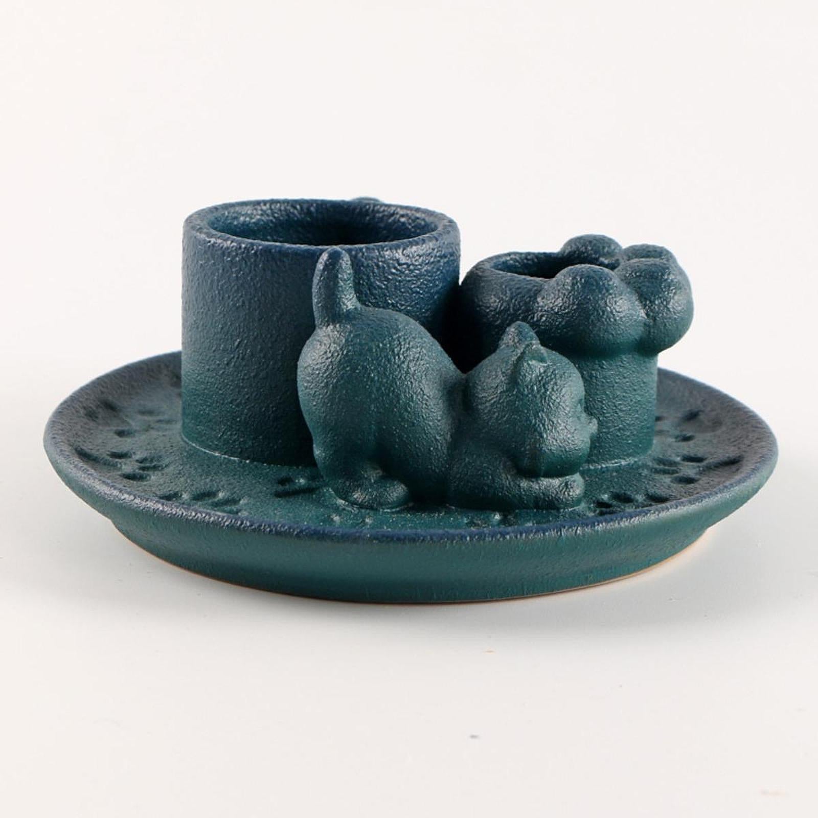 Palo Santo Holder Ceramic Sage Bundle Burner for Meditation Desk Living Room Blue