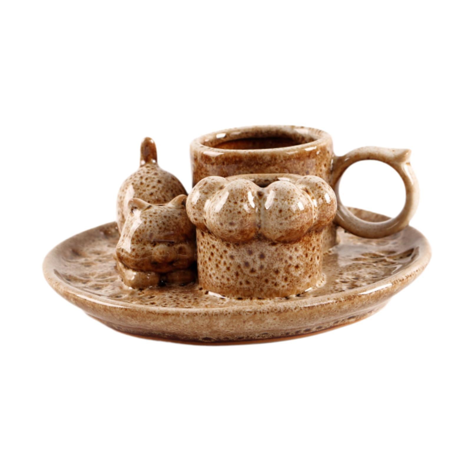 Palo Santo Holder Ceramic Sage Bundle Burner for Meditation Desk Living Room Brown