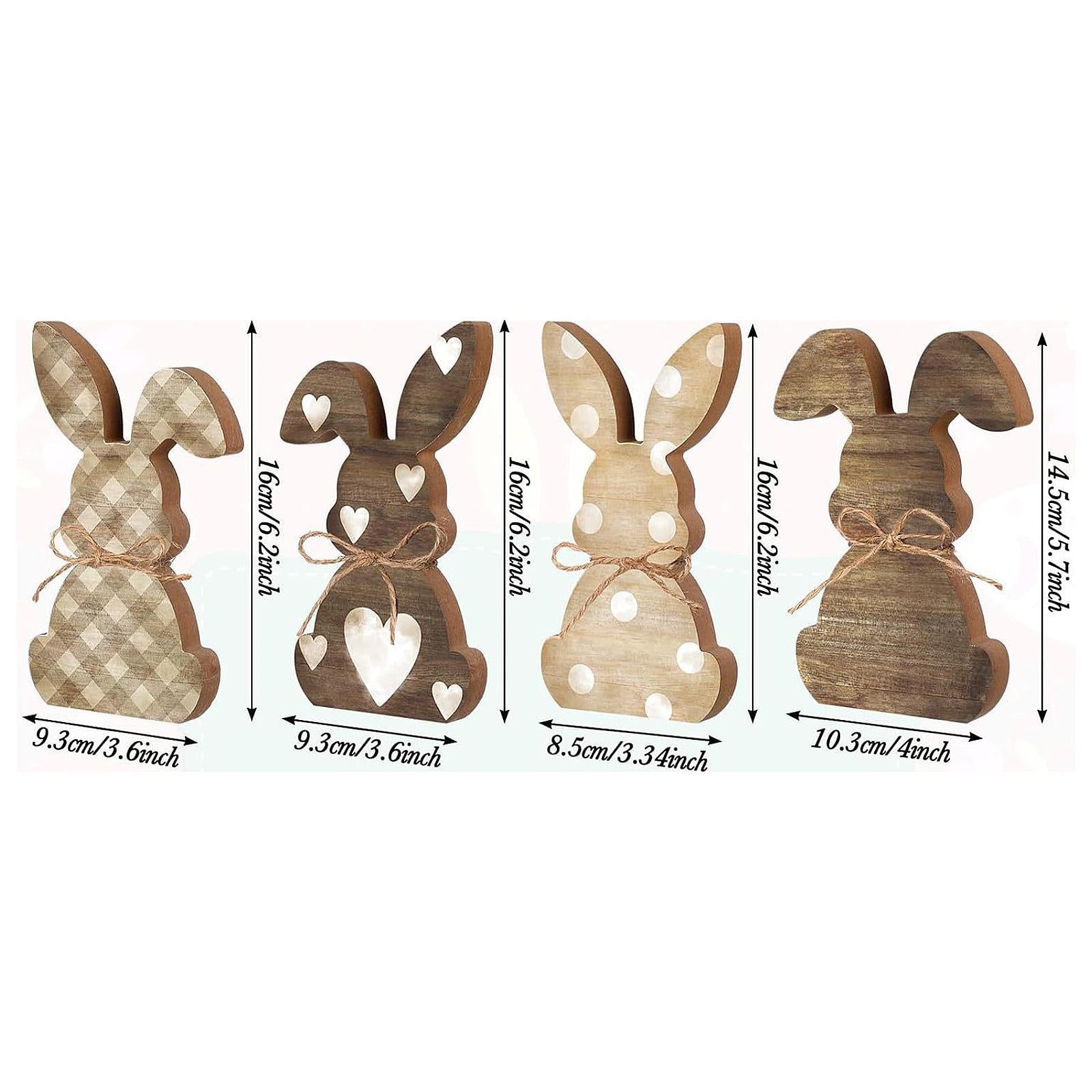 4x Easter Table Decorations Tabletop Centerpieces Festive Wooden Bunny Signs