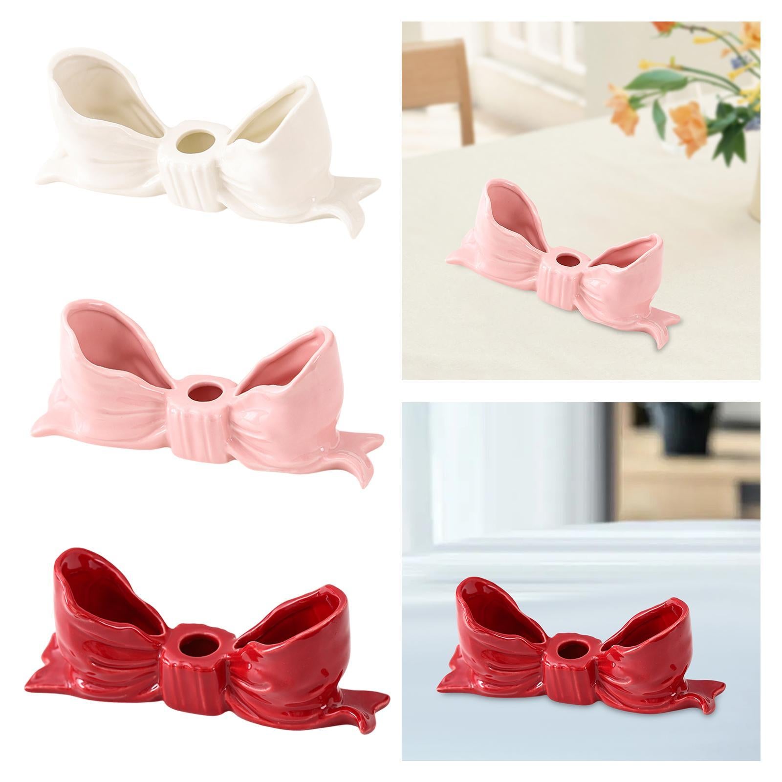 Bowknot Candle Holder Candlestick Holder for Bedroom Dining Room Anniversary White