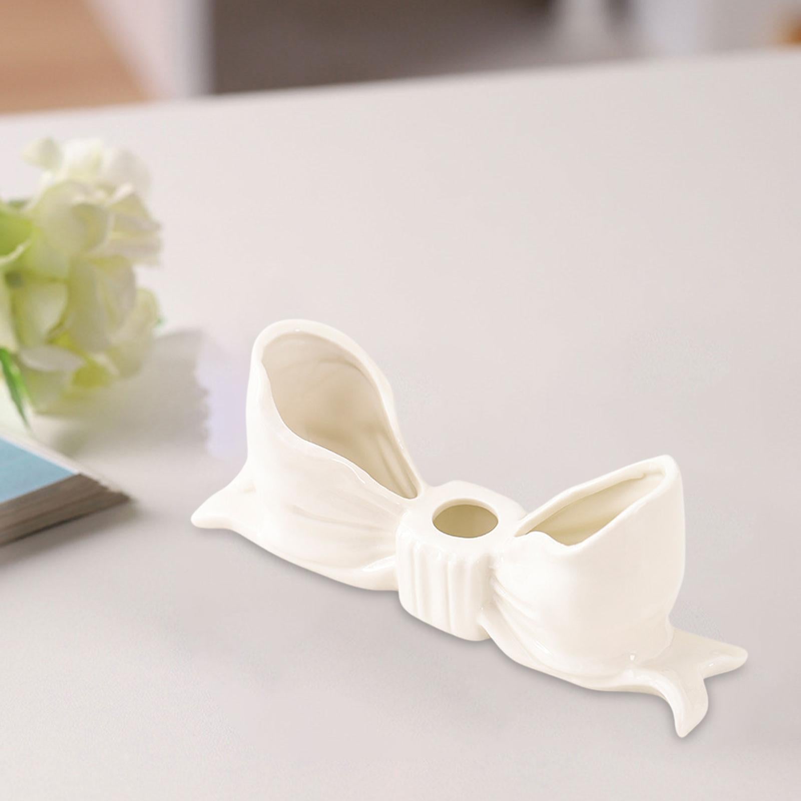Bowknot Candle Holder Candlestick Holder for Bedroom Dining Room Anniversary White