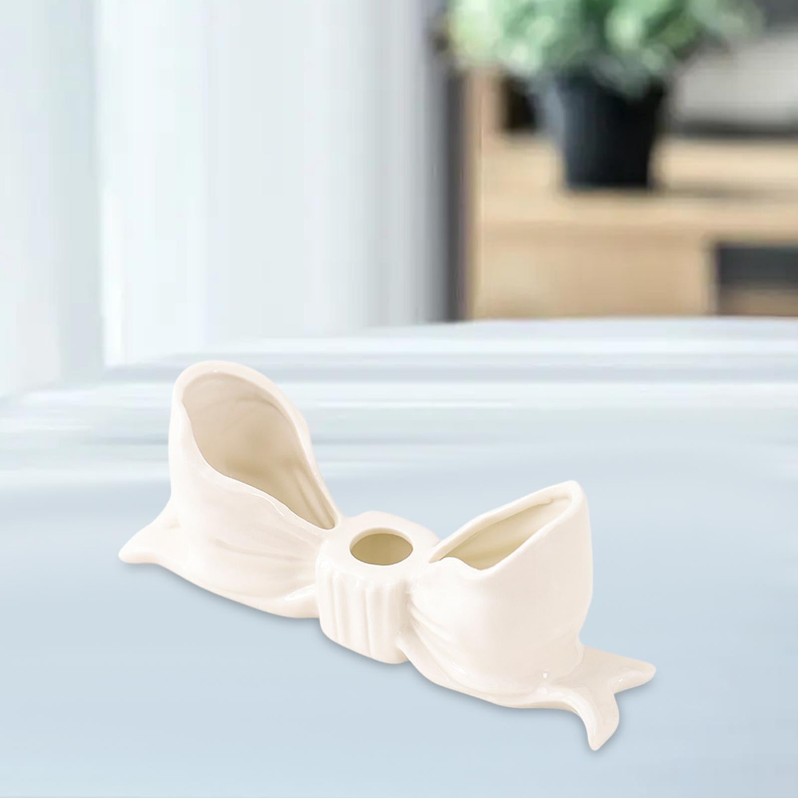 Bowknot Candle Holder Candlestick Holder for Bedroom Dining Room Anniversary White
