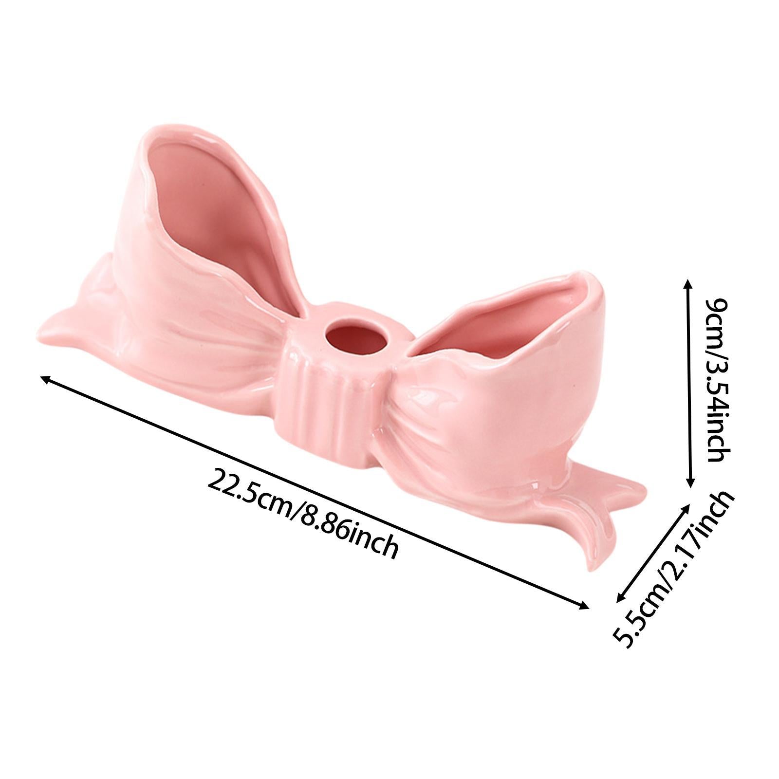 Bowknot Candle Holder Candlestick Holder for Bedroom Dining Room Anniversary Pink