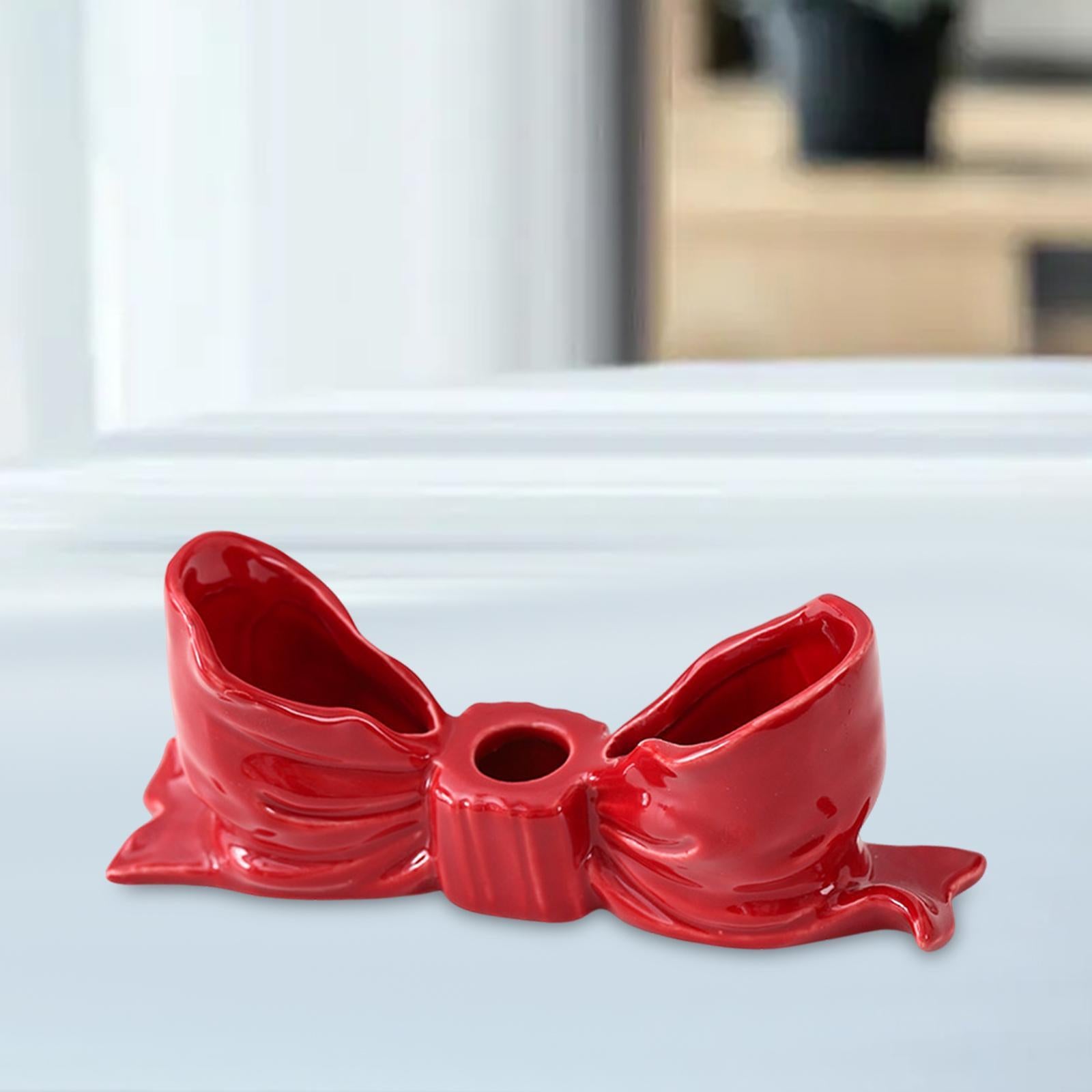 Bowknot Candle Holder Candlestick Holder for Bedroom Dining Room Anniversary Red