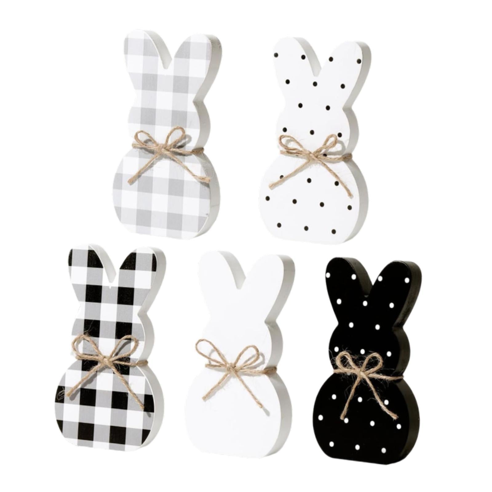 5Pcs Wooden Easter Bunny Table Sign Plaque for Fireplace Multipurpose