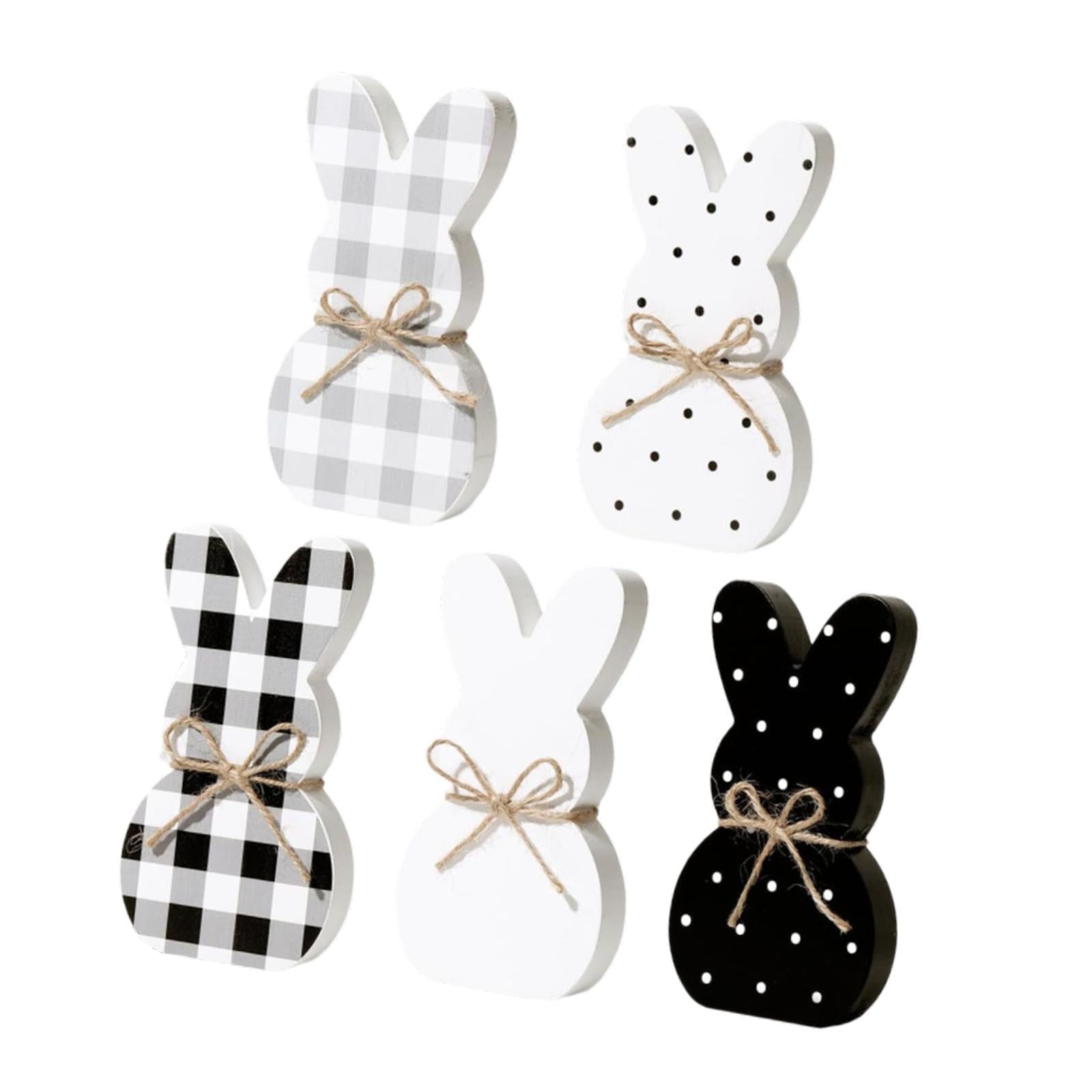 5Pcs Wooden Easter Bunny Table Sign Plaque for Fireplace Multipurpose