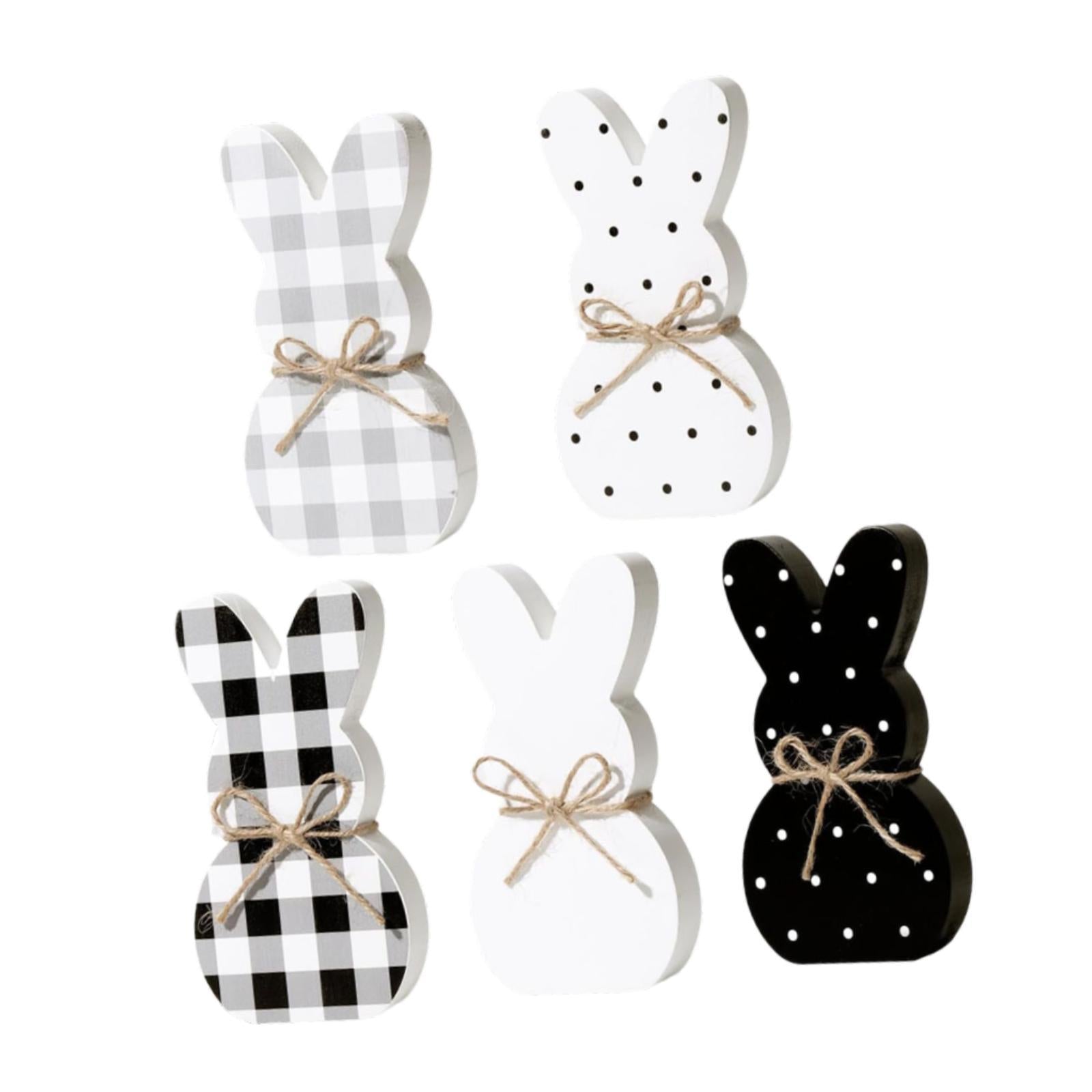 5Pcs Wooden Easter Bunny Table Sign Plaque for Fireplace Multipurpose
