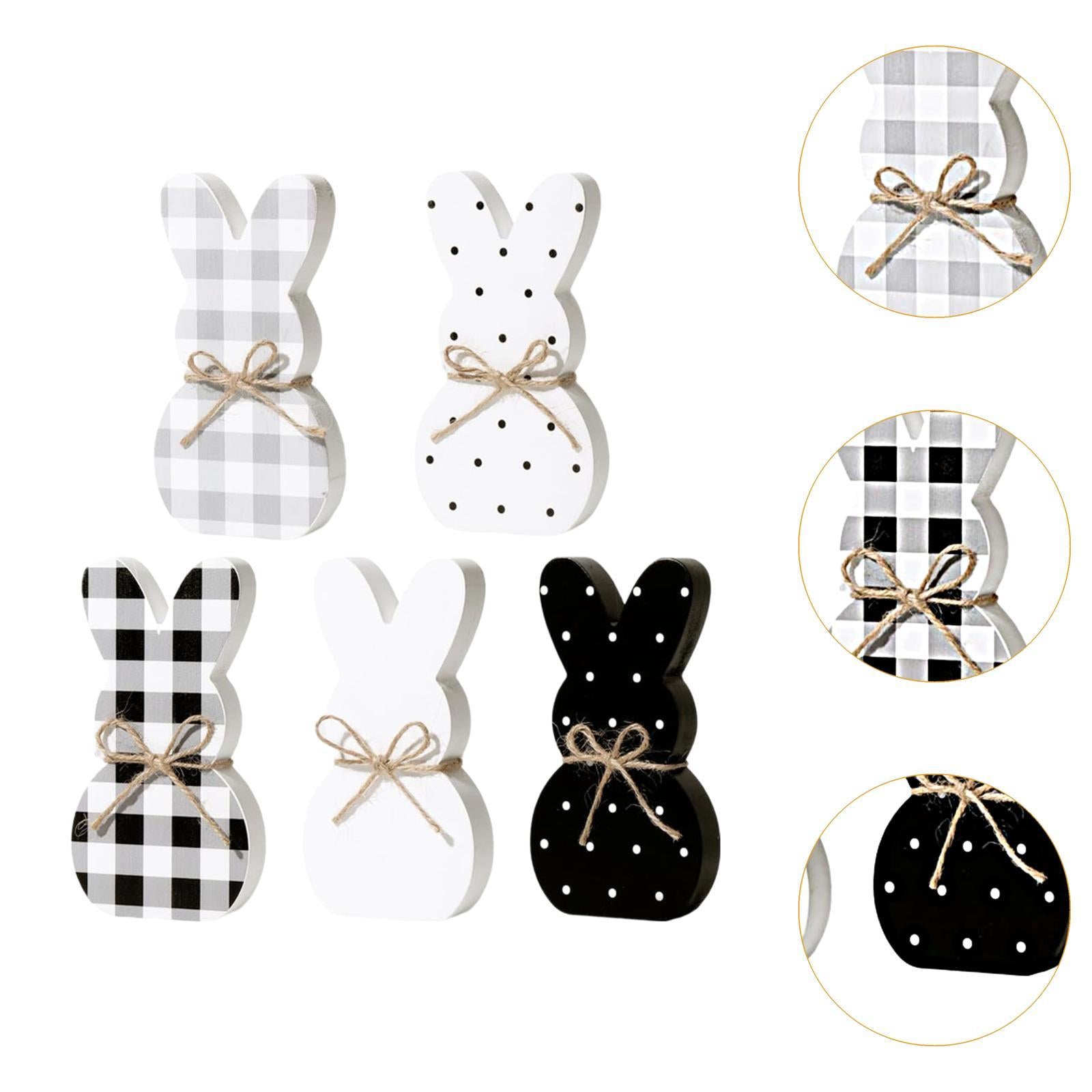 5Pcs Wooden Easter Bunny Table Sign Plaque for Fireplace Multipurpose