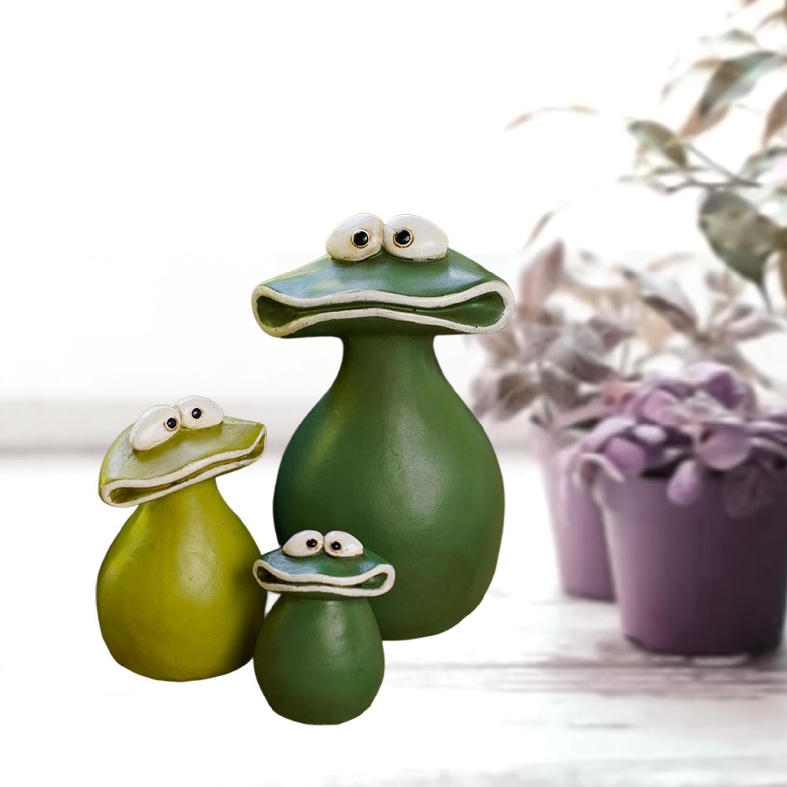 3Pcs Frog Garden Ornaments Cute Animal Statues for Backyard Desk Living Room