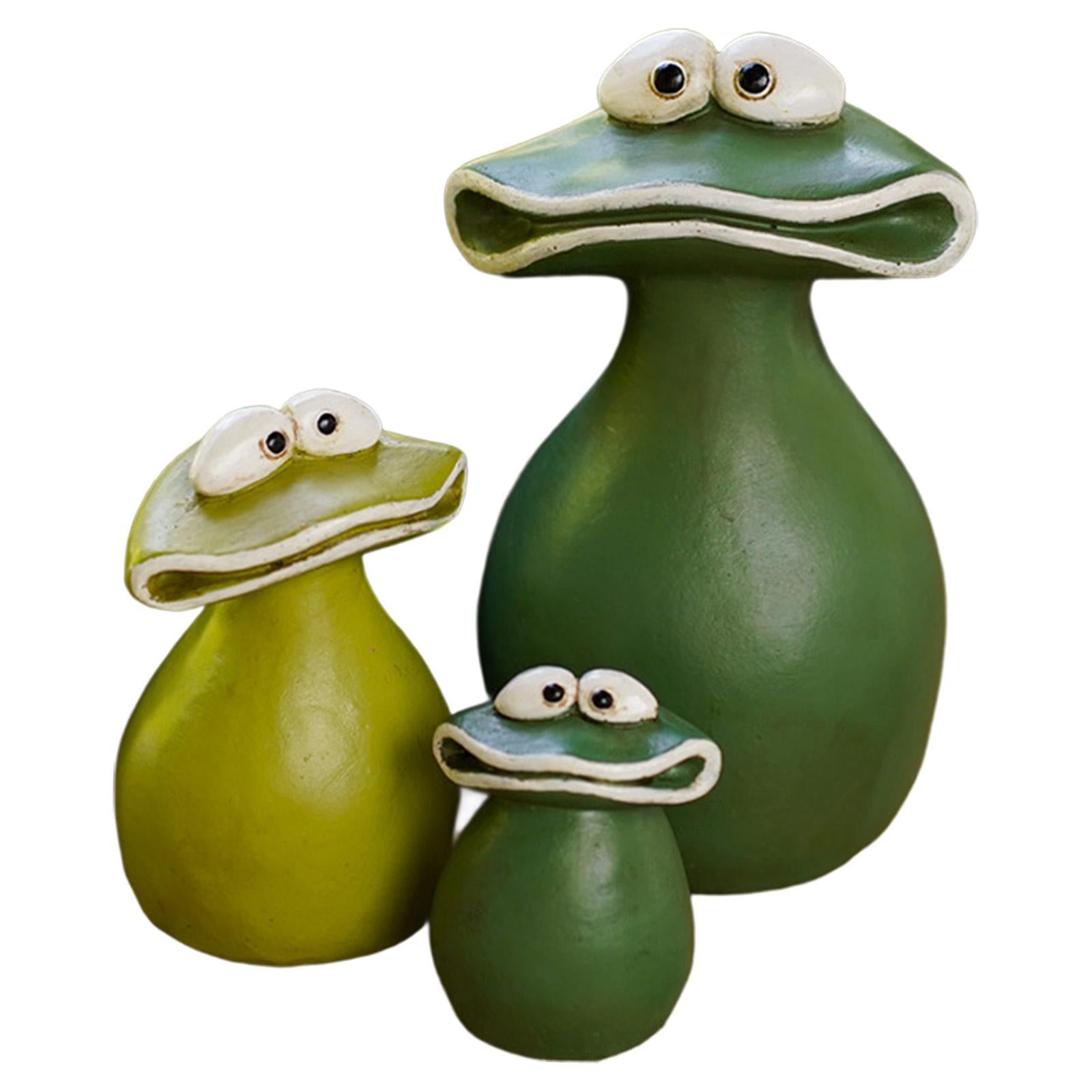 3Pcs Frog Garden Ornaments Cute Animal Statues for Backyard Desk Living Room