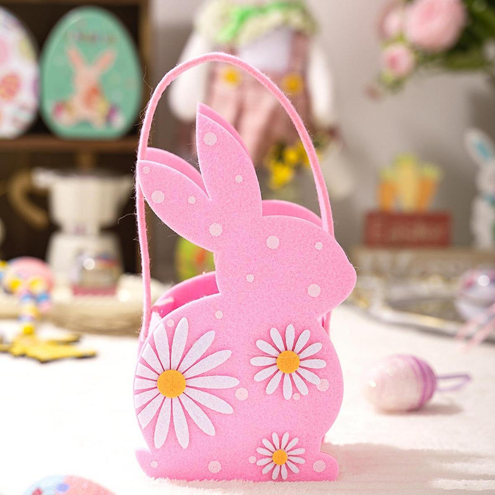 Easter Bunny Bags Reusable Tote for Wedding Shopping Family Gathering Favors Pink
