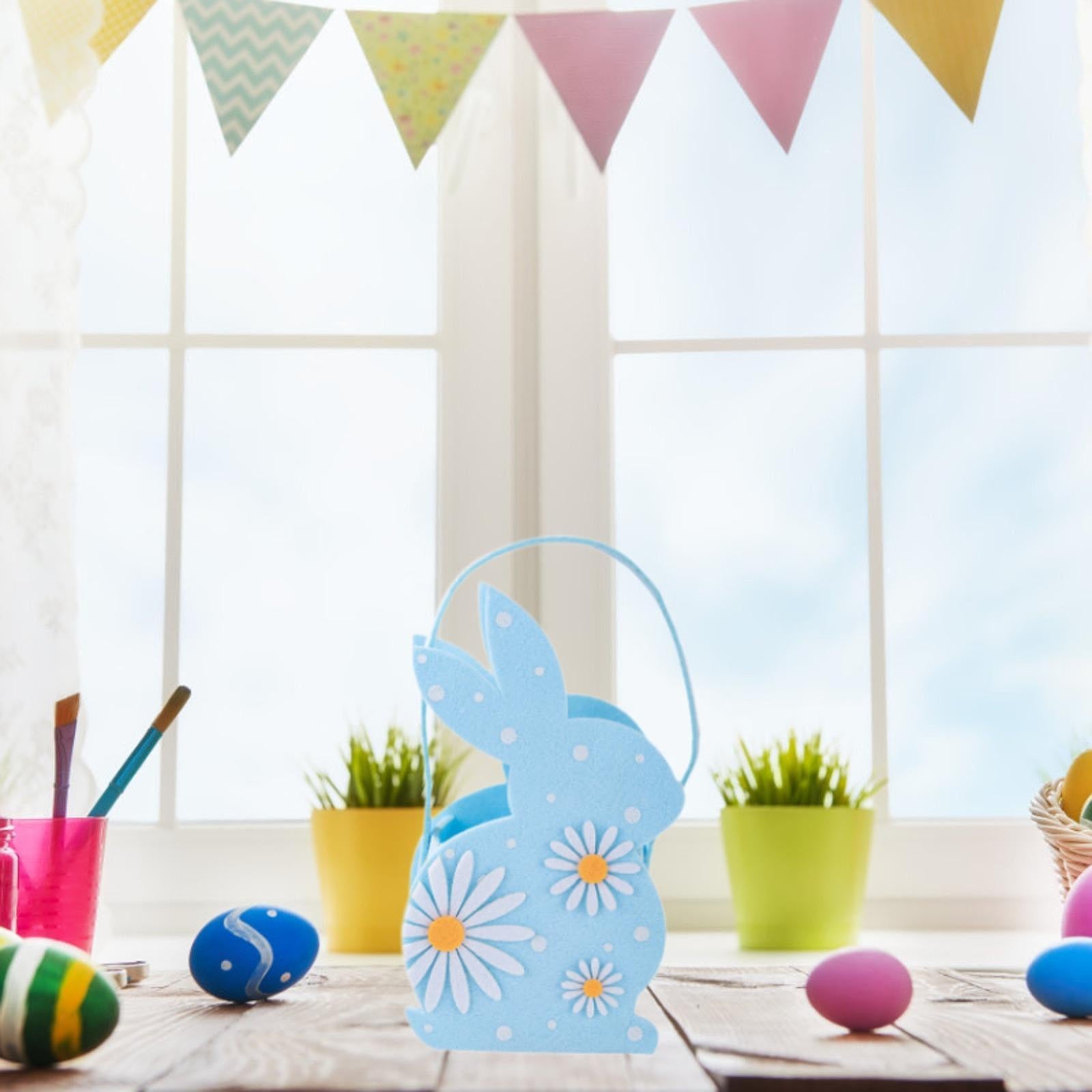 Easter Bunny Bags Reusable Tote for Wedding Shopping Family Gathering Favors Blue