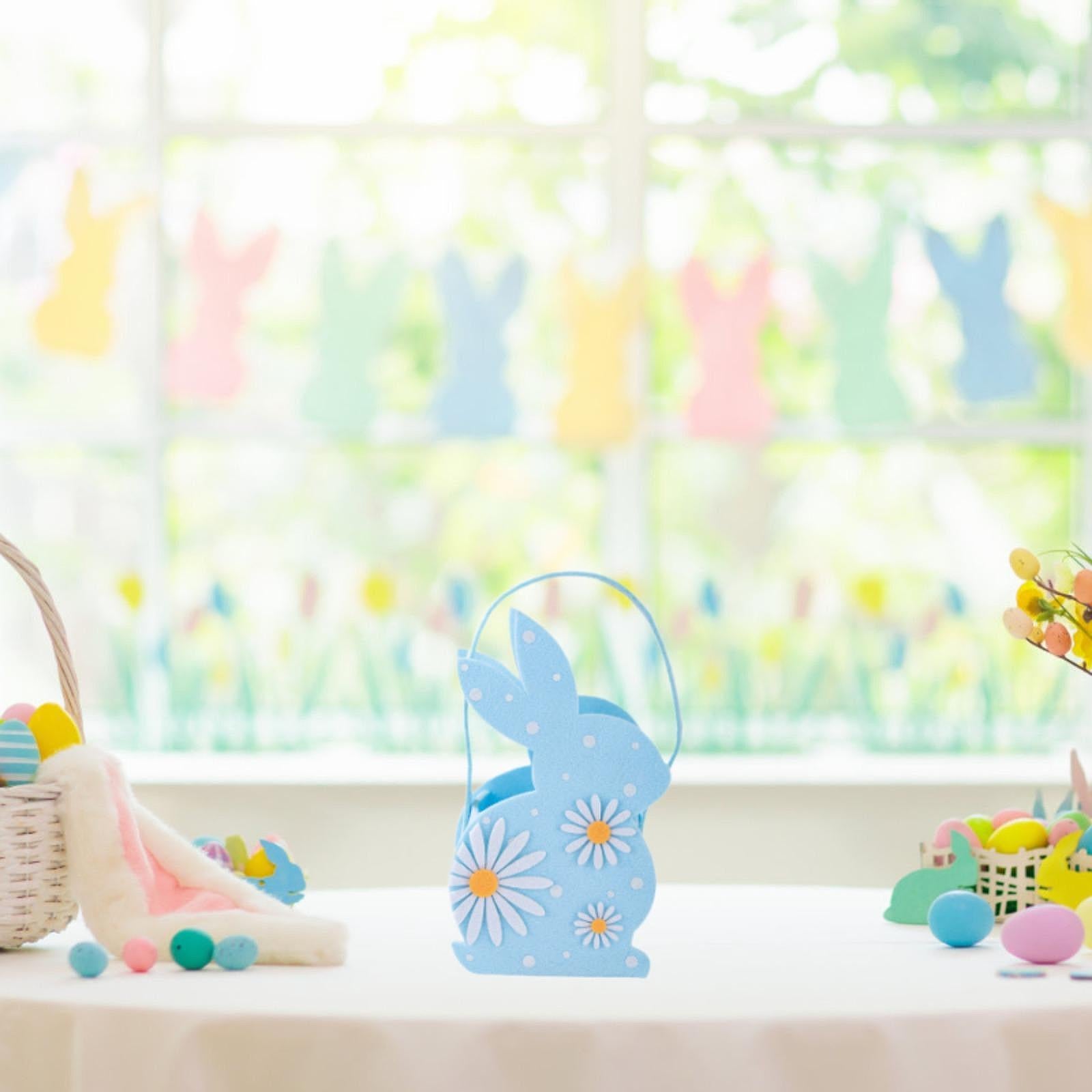 Easter Bunny Bags Reusable Tote for Wedding Shopping Family Gathering Favors Blue