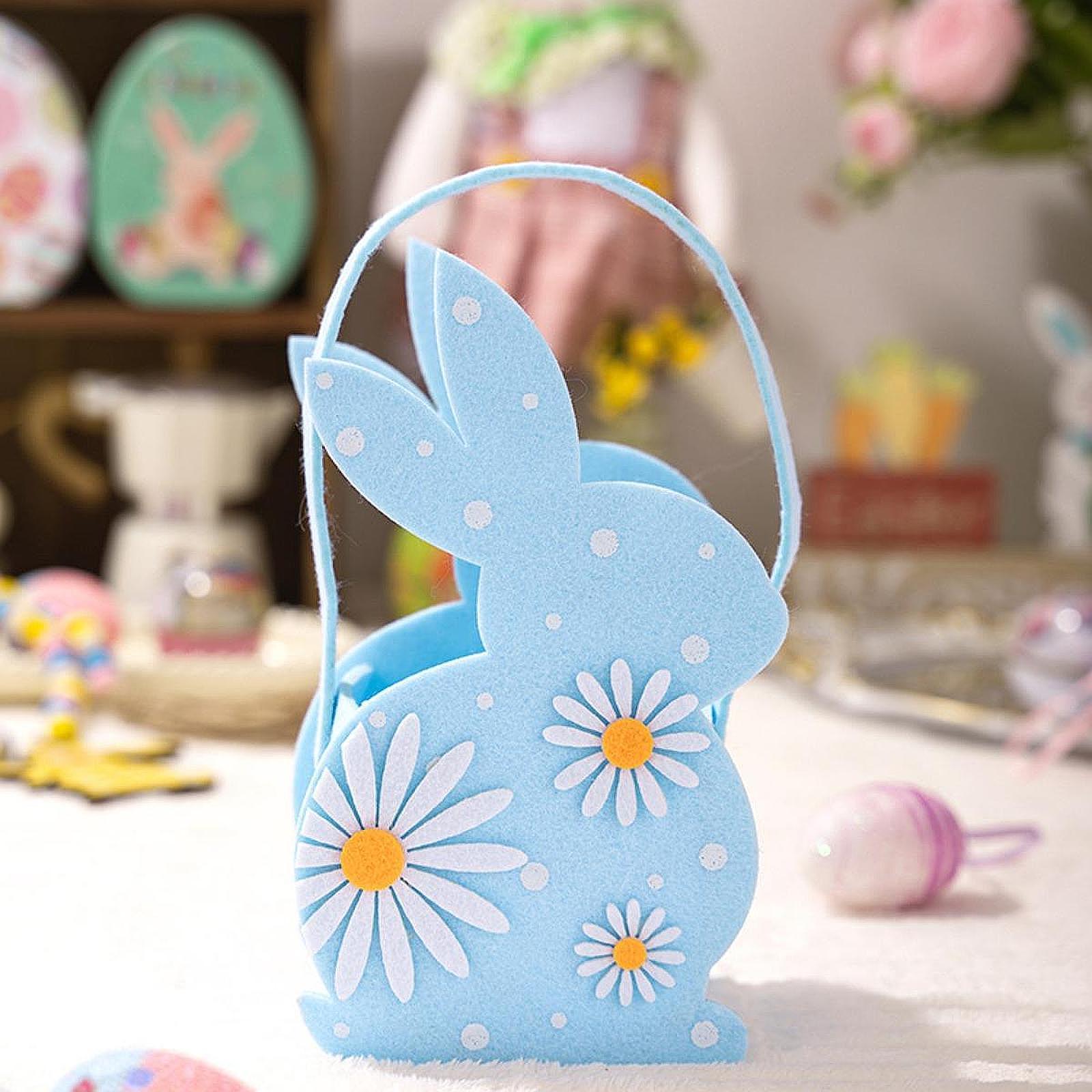 Easter Bunny Bags Reusable Tote for Wedding Shopping Family Gathering Favors Blue