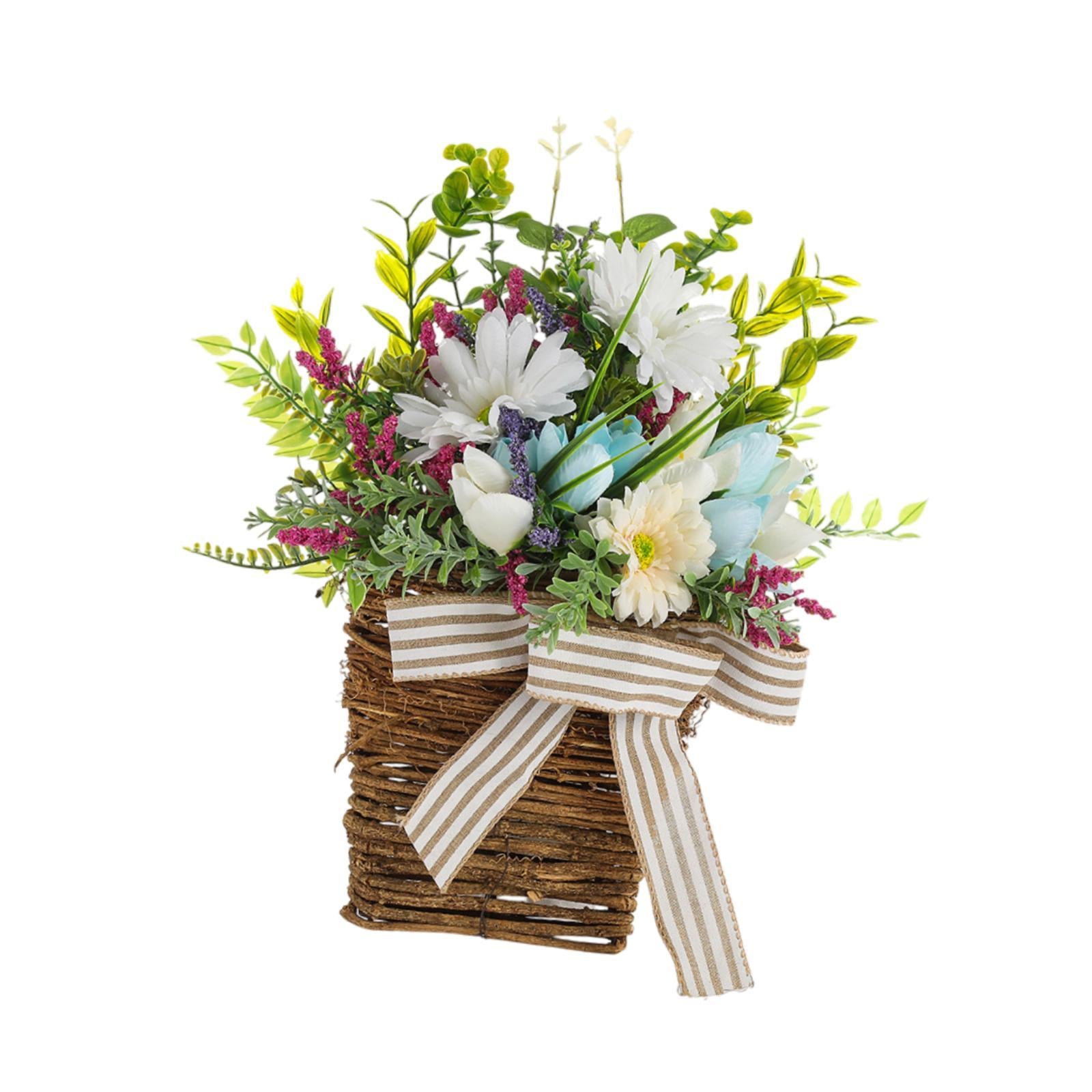 Door Hanger Basket Wreath Spring Wreath for Front Door Office Indoor Outdoor
