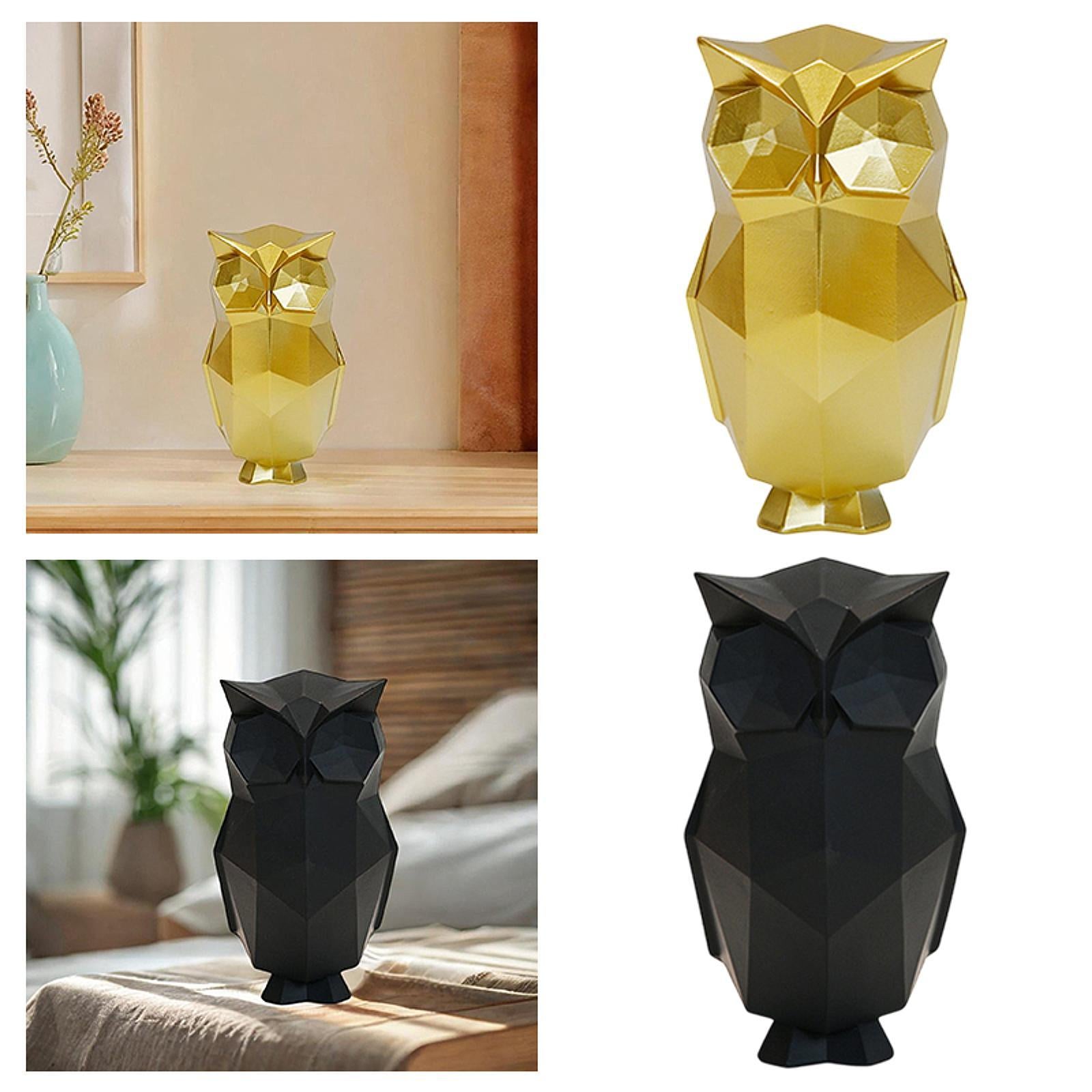 Abstract Geometric Sculptures Display Owl Figurine for Office Yard Bookshelf Gold