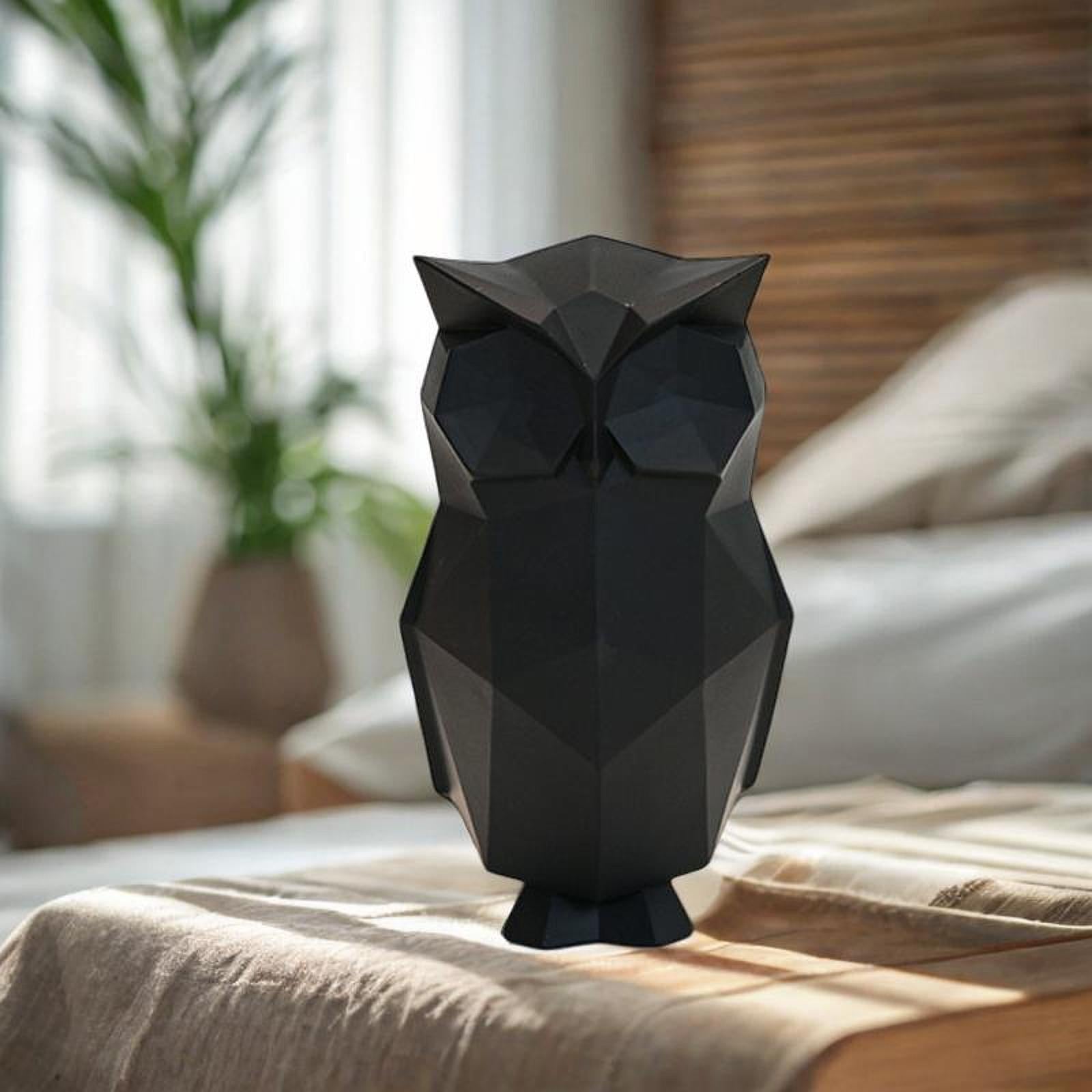 Abstract Geometric Sculptures Display Owl Figurine for Office Yard Bookshelf Black