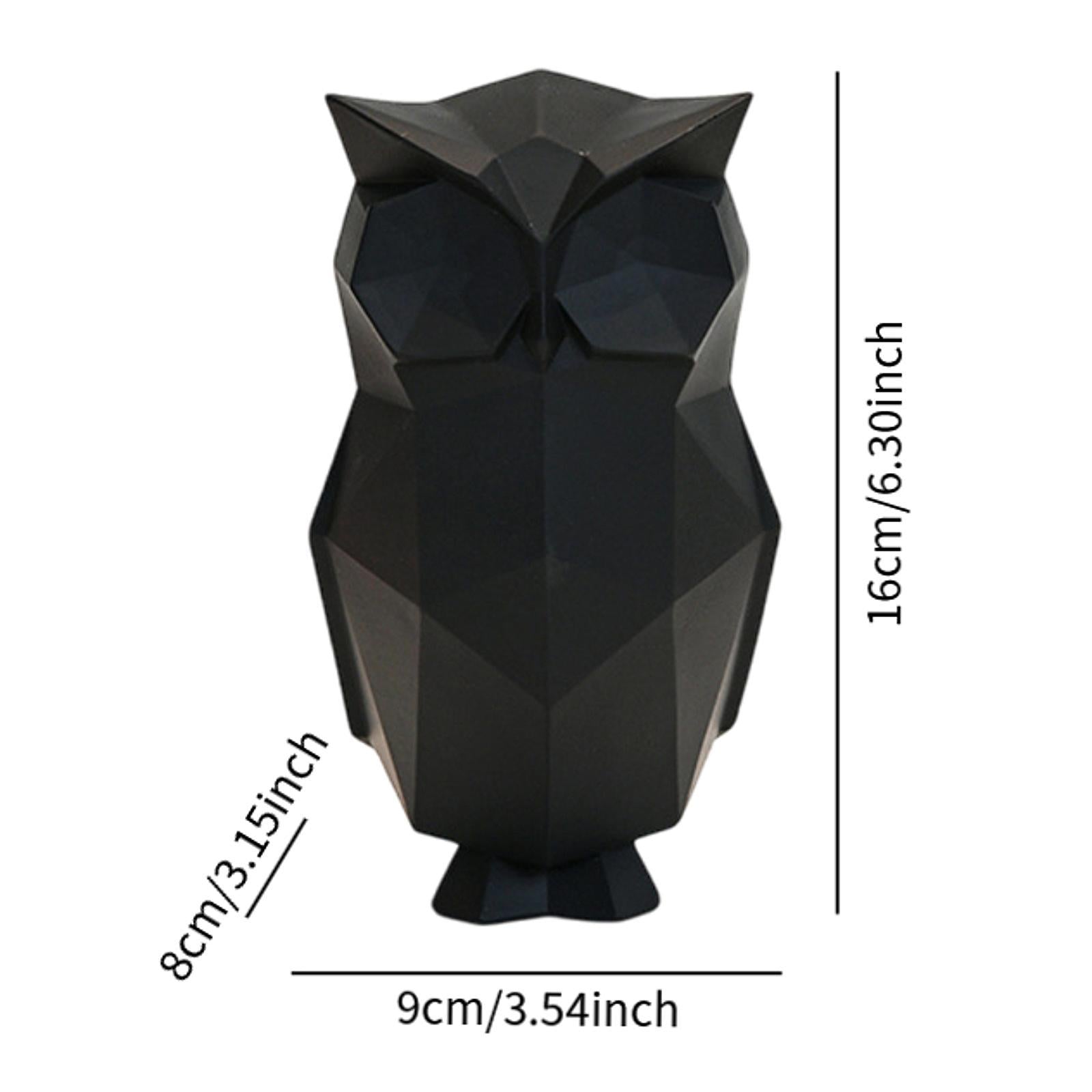 Abstract Geometric Sculptures Display Owl Figurine for Office Yard Bookshelf Black