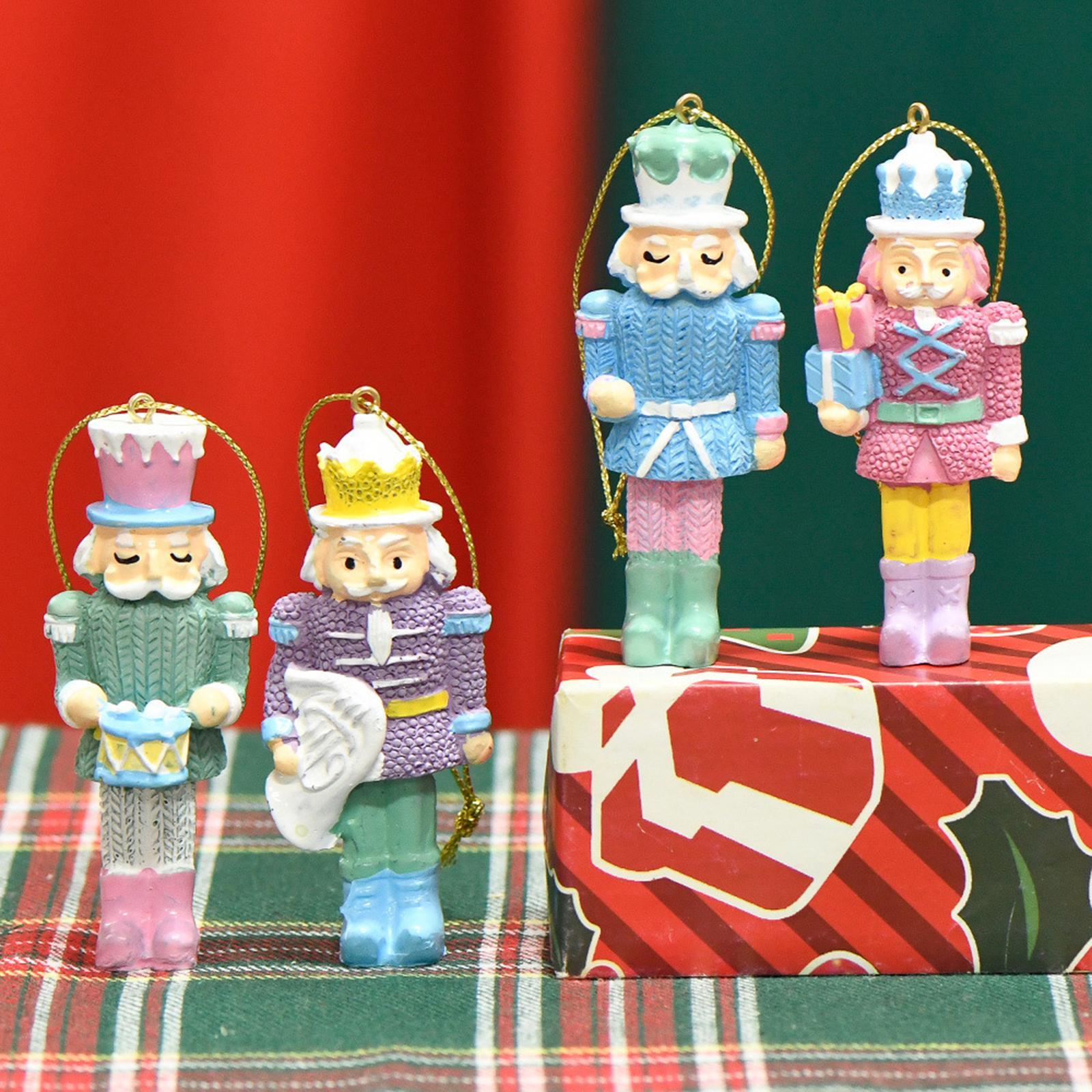 4x Nutcracker Statues Hanging Ornaments Artwork for Office Farmhouse Bedroom