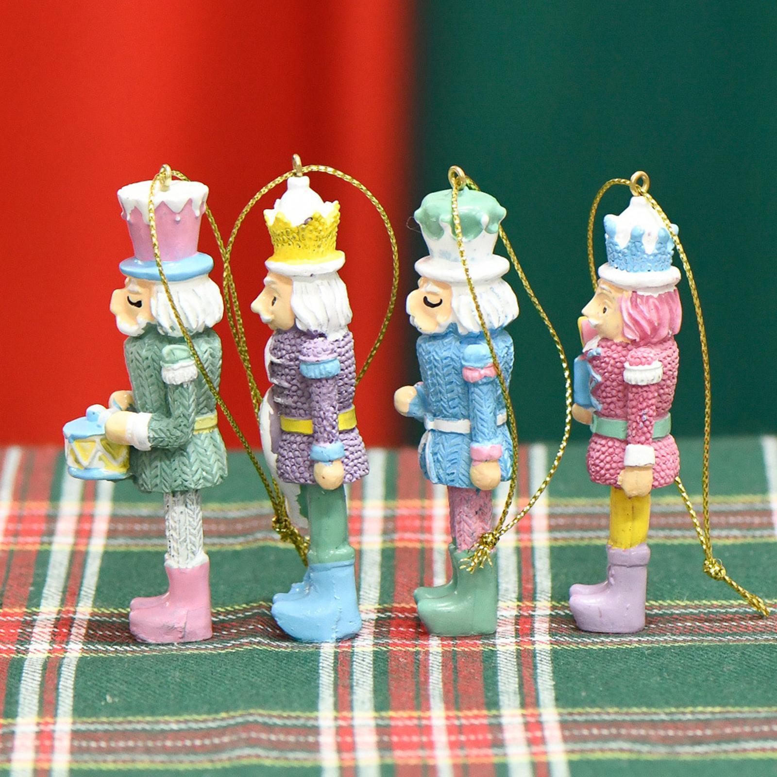 4x Nutcracker Statues Hanging Ornaments Artwork for Office Farmhouse Bedroom
