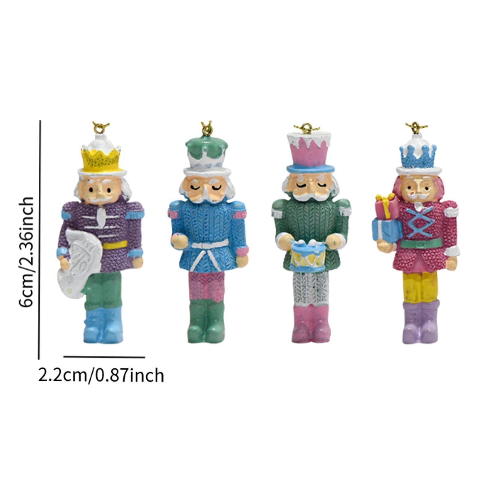 4x Nutcracker Statues Hanging Ornaments Artwork for Office Farmhouse Bedroom