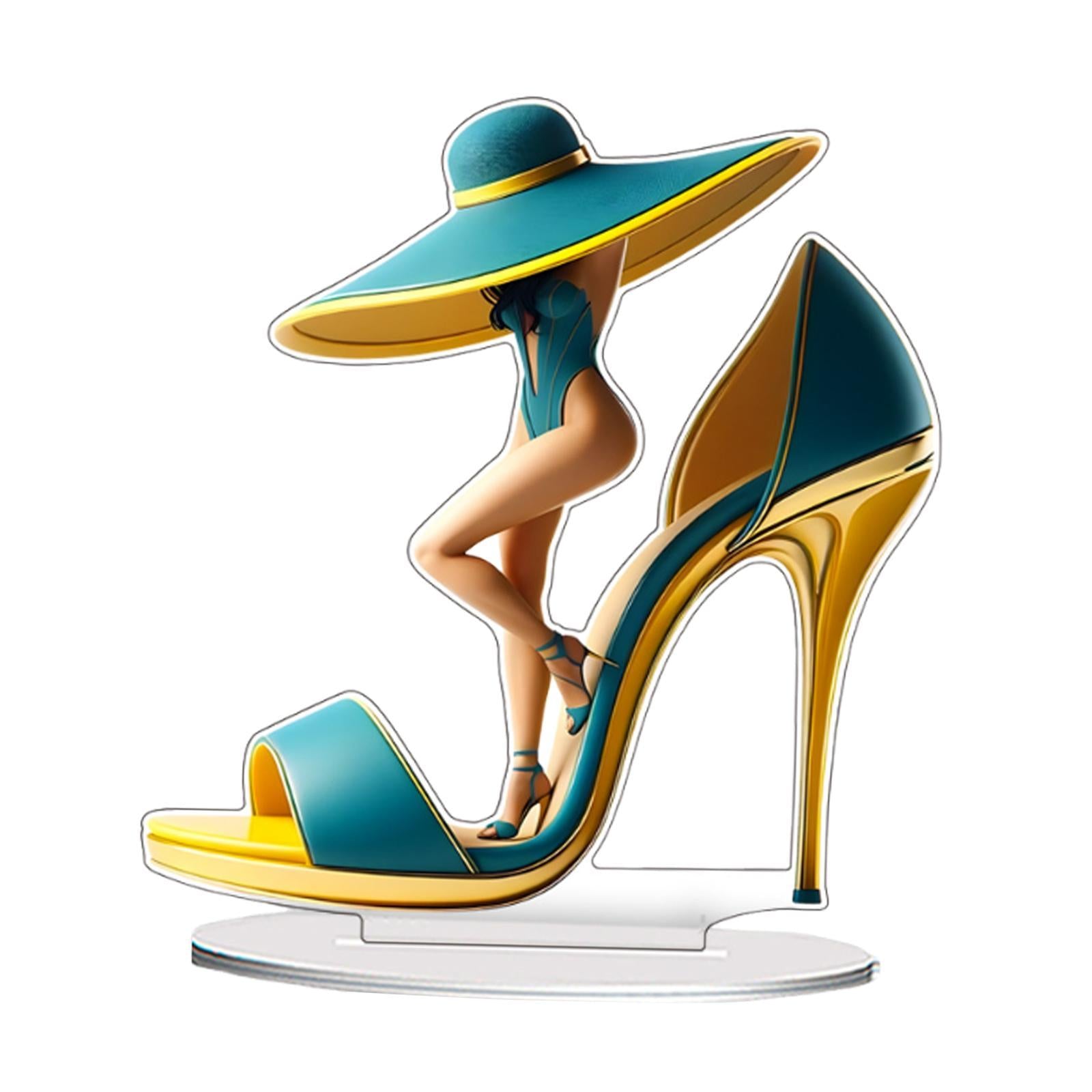 2D High Heels Beauty Decoration Acrylic Decor for Home Bookshelf Living Room