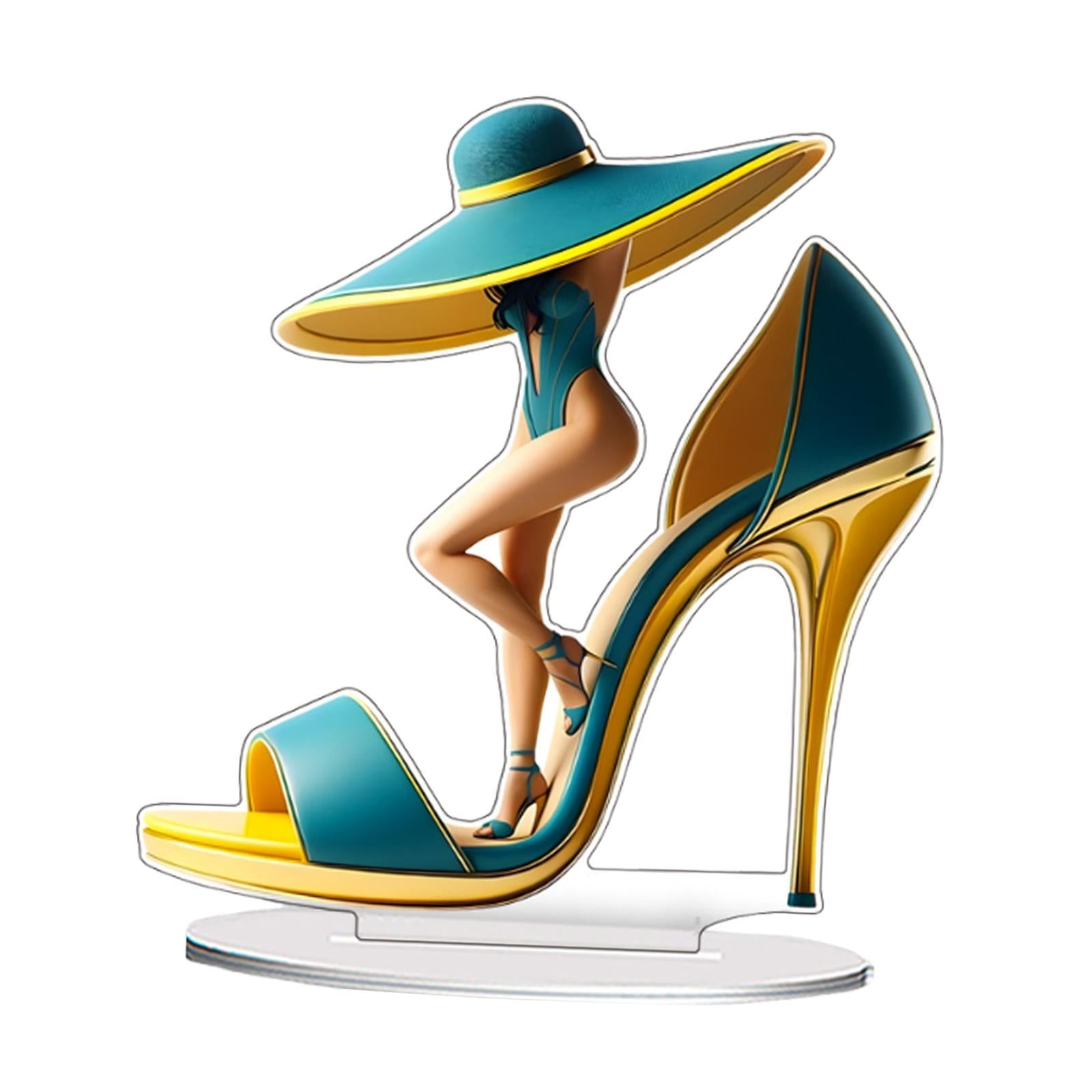 2D High Heels Beauty Decoration Acrylic Decor for Home Bookshelf Living Room