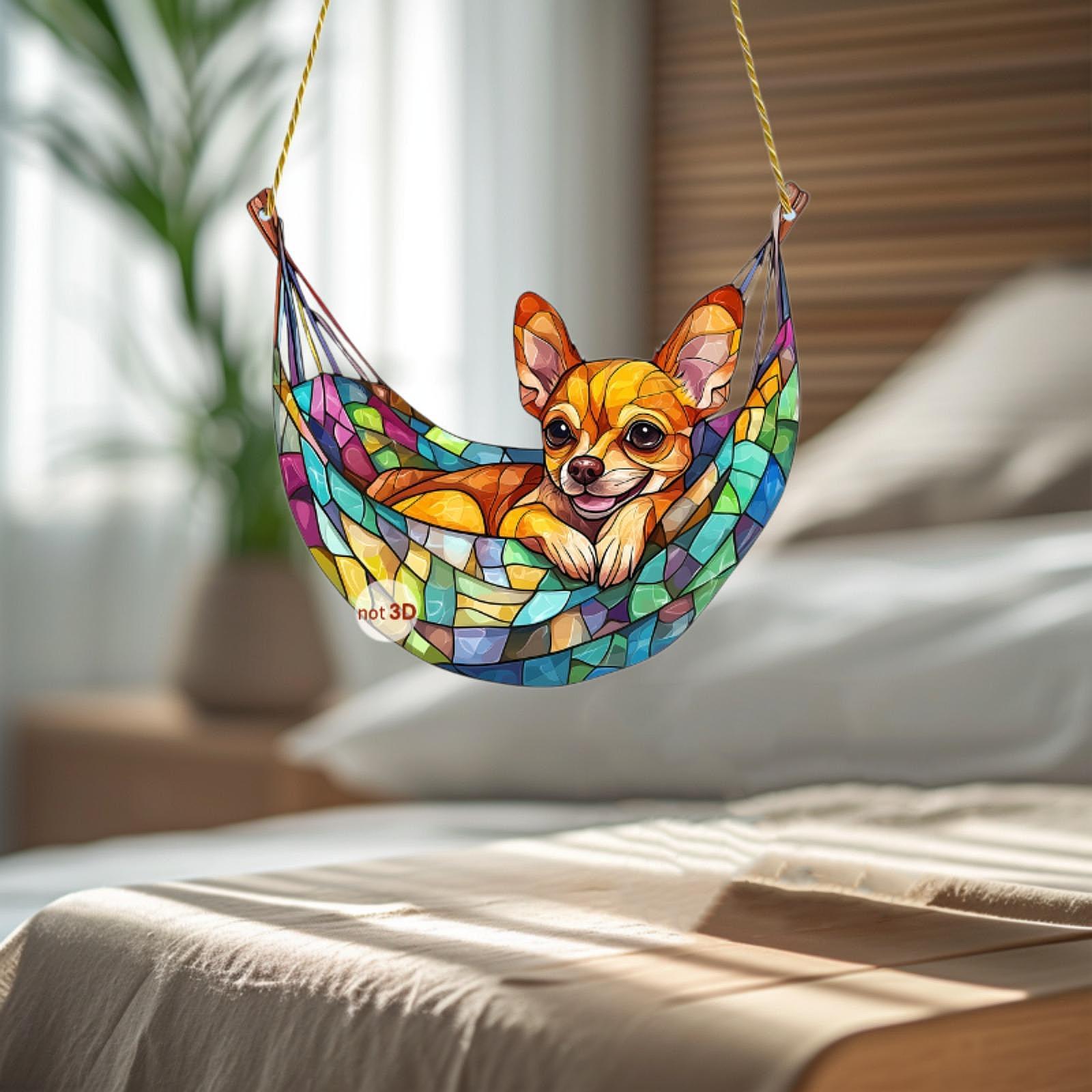 2D Dog Window Hanging Ornament Animal Wall Decor for Living Room Door Indoor