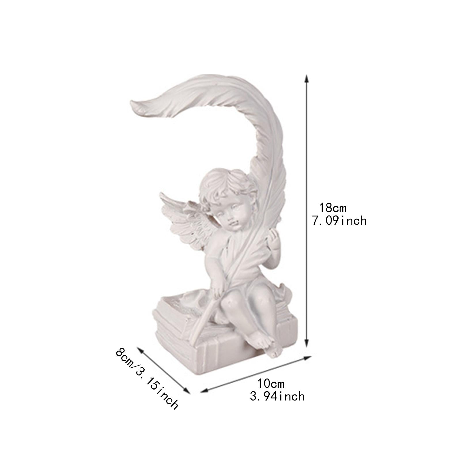 2x Angel Statue Figurines Feather Ornaments Farmhouse Gift Cherub Sculptures