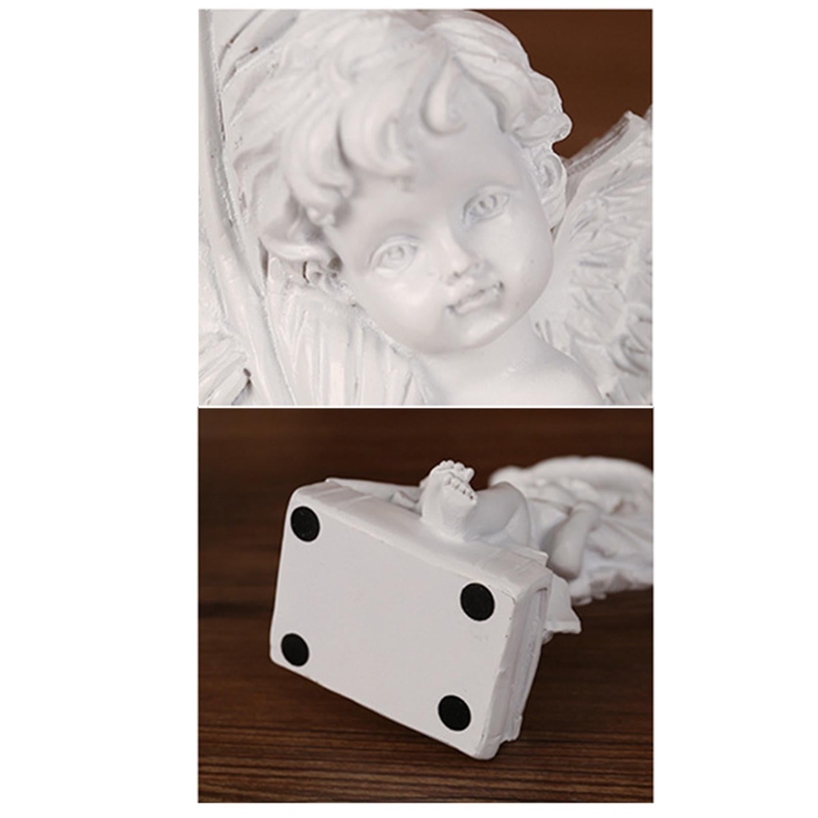 2x Angel Statue Figurines Feather Ornaments Farmhouse Gift Cherub Sculptures