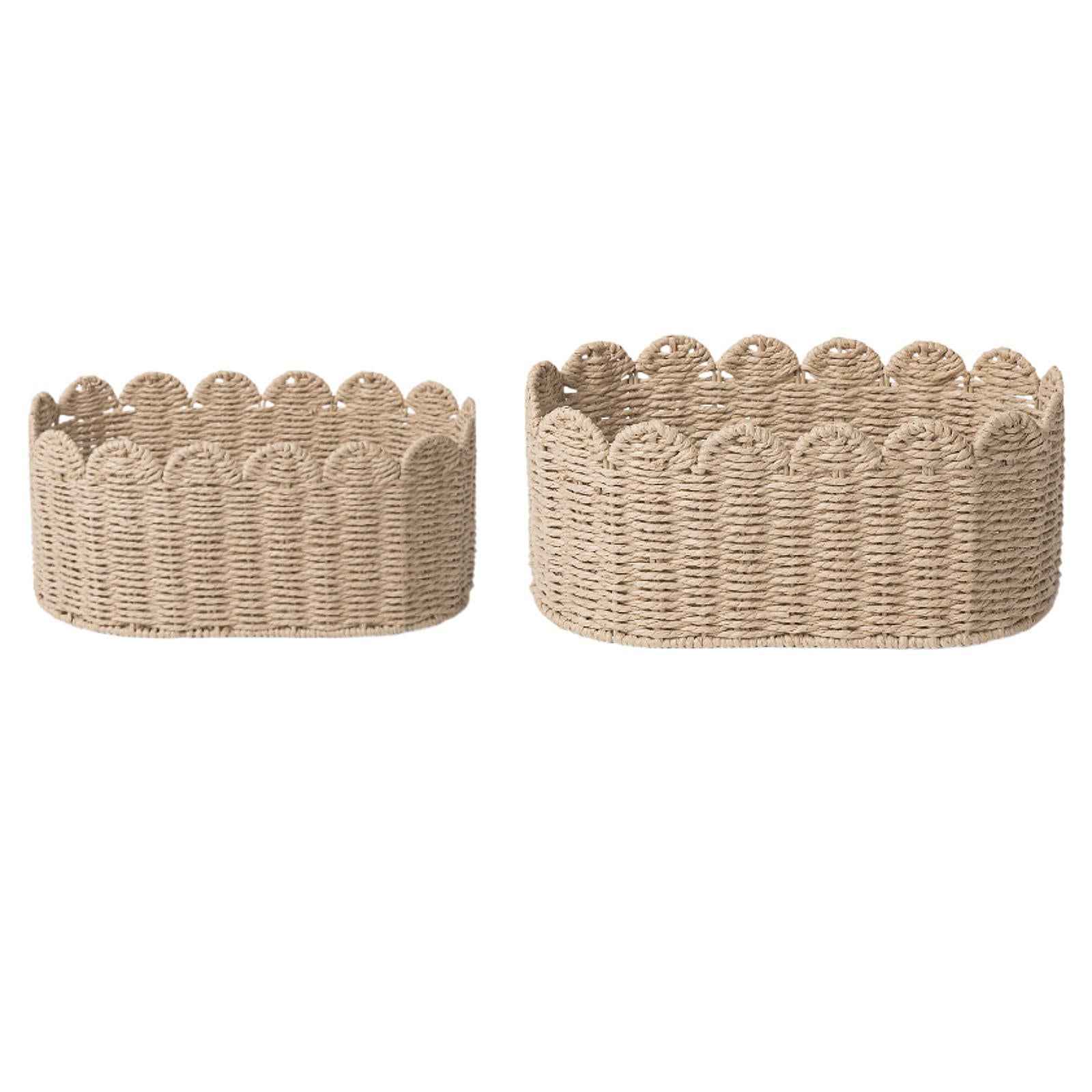 Handwoven Storage Basket Desktop Cosmetic Box for Shelf Countertop Farmhouse Small