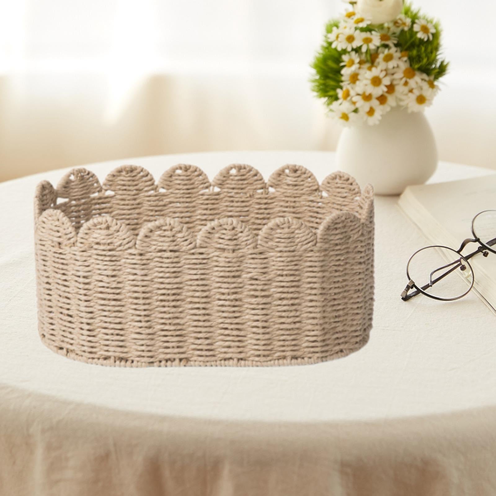 Handwoven Storage Basket Desktop Cosmetic Box for Shelf Countertop Farmhouse Large