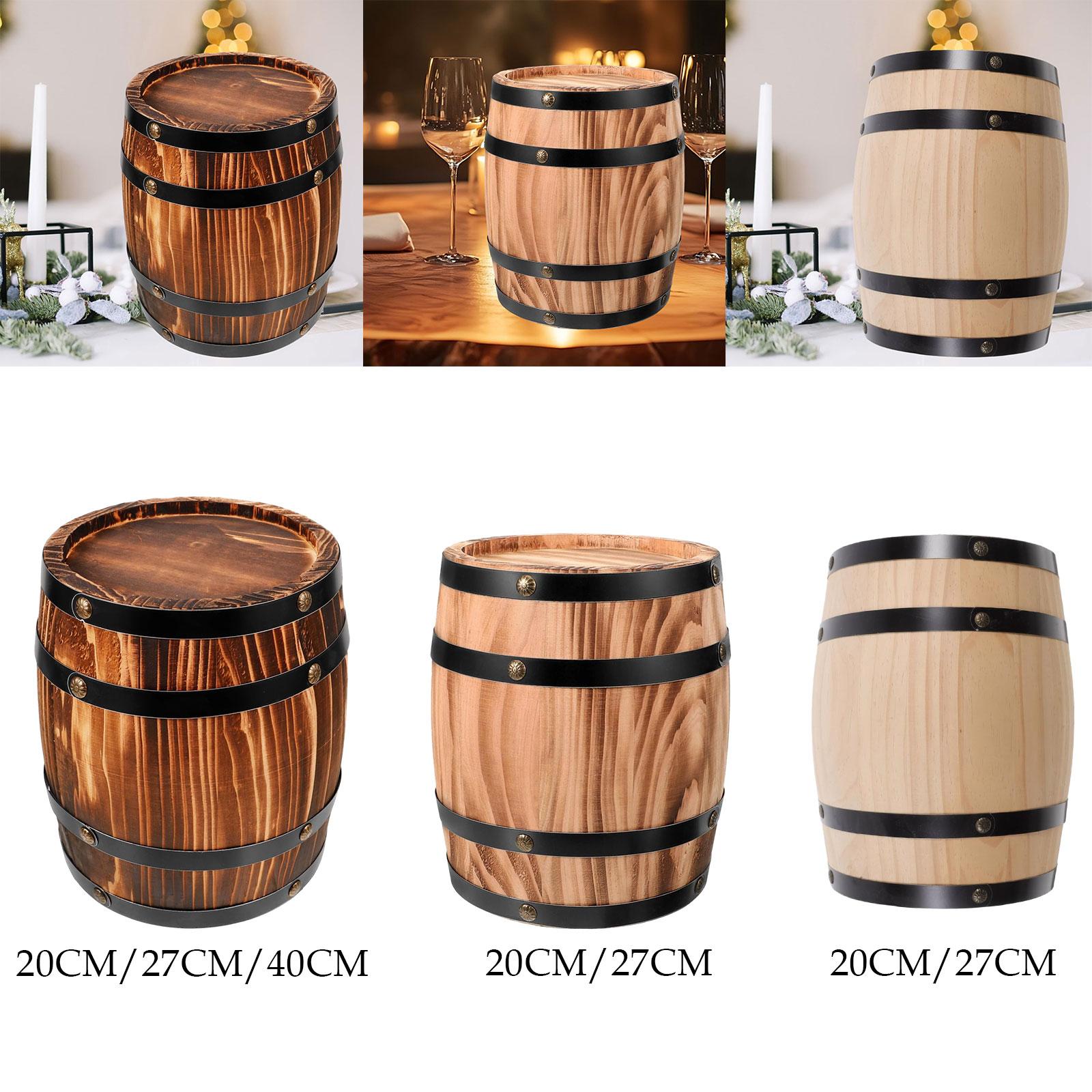 Oak Wine Barrel Retro Whiskey Bucket Dispenser for Beverage Whiskey Cocktail S coffee