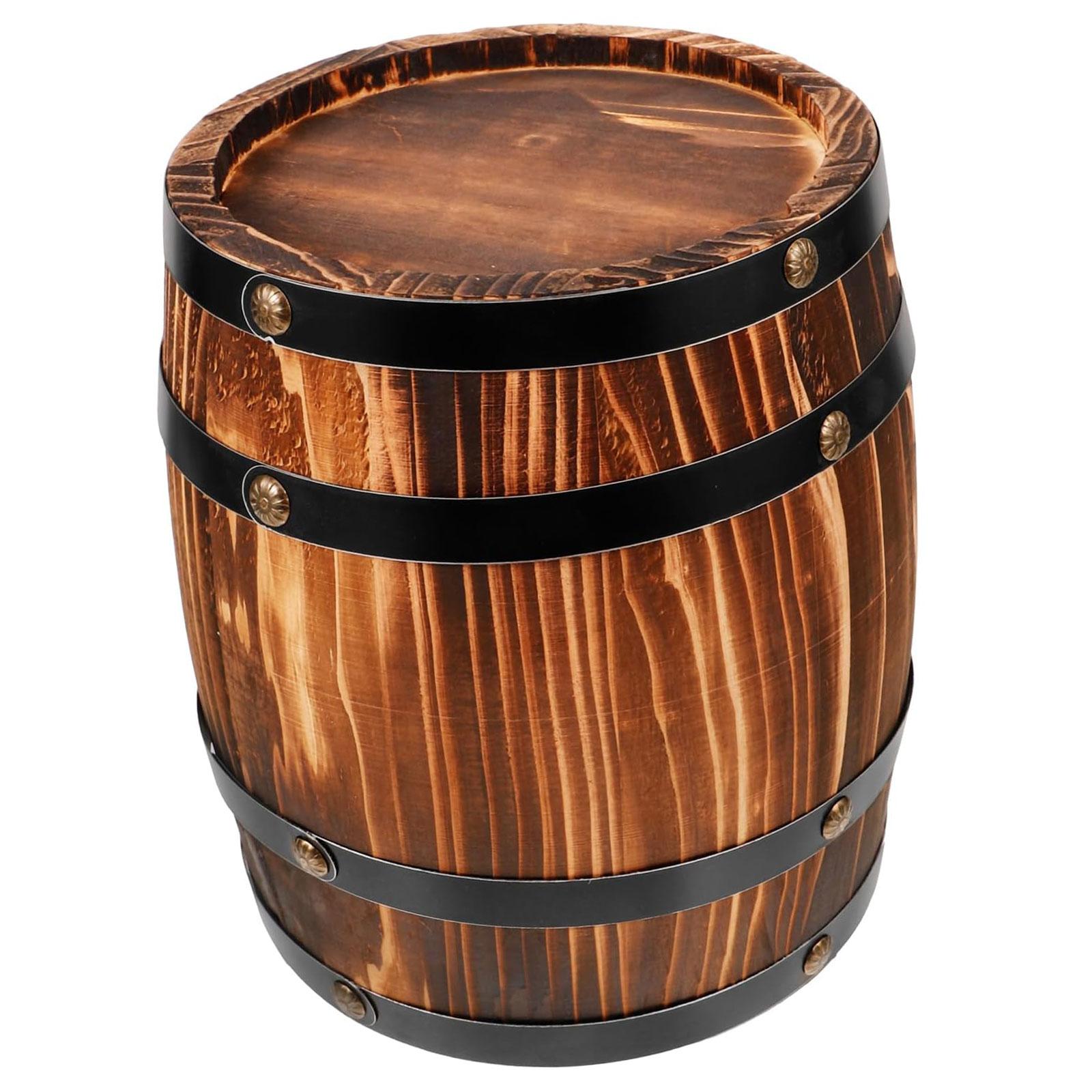 Oak Wine Barrel Retro Whiskey Bucket Dispenser for Beverage Whiskey Cocktail L coffee