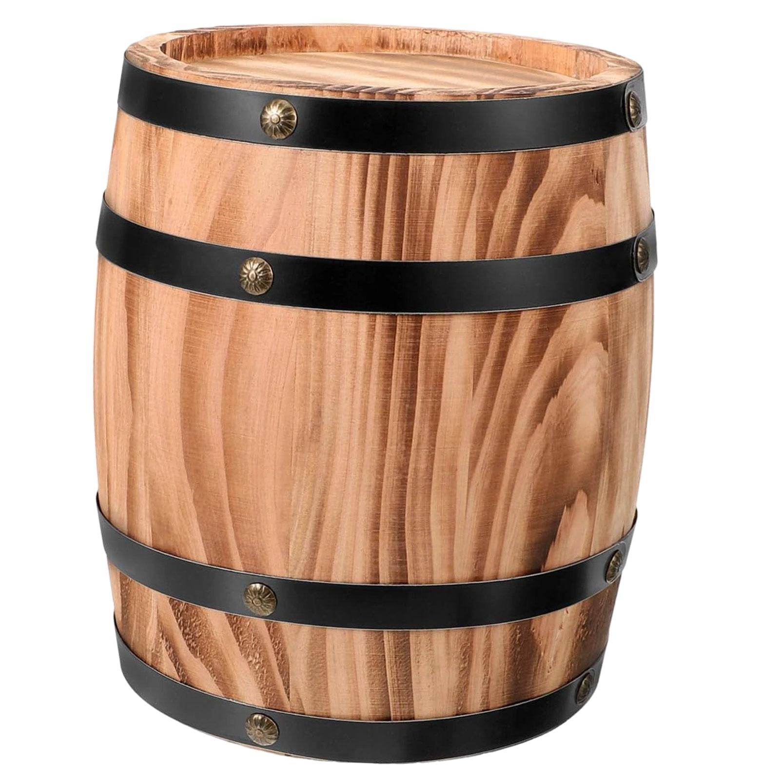 Oak Wine Barrel Retro Whiskey Bucket Dispenser for Beverage Whiskey Cocktail S brown