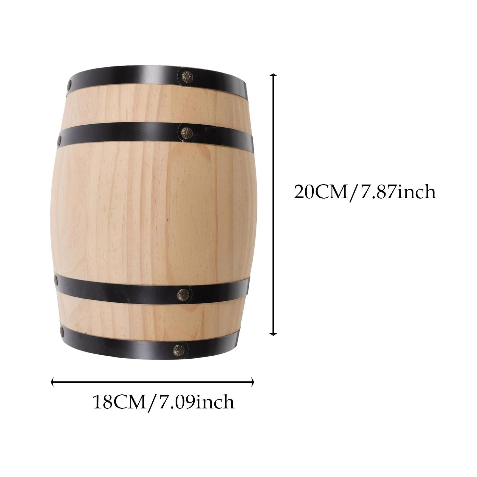 Oak Wine Barrel Retro Whiskey Bucket Dispenser for Beverage Whiskey Cocktail S beige