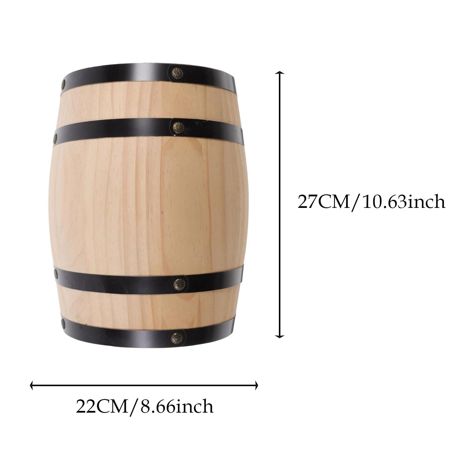 Oak Wine Barrel Retro Whiskey Bucket Dispenser for Beverage Whiskey Cocktail M beige