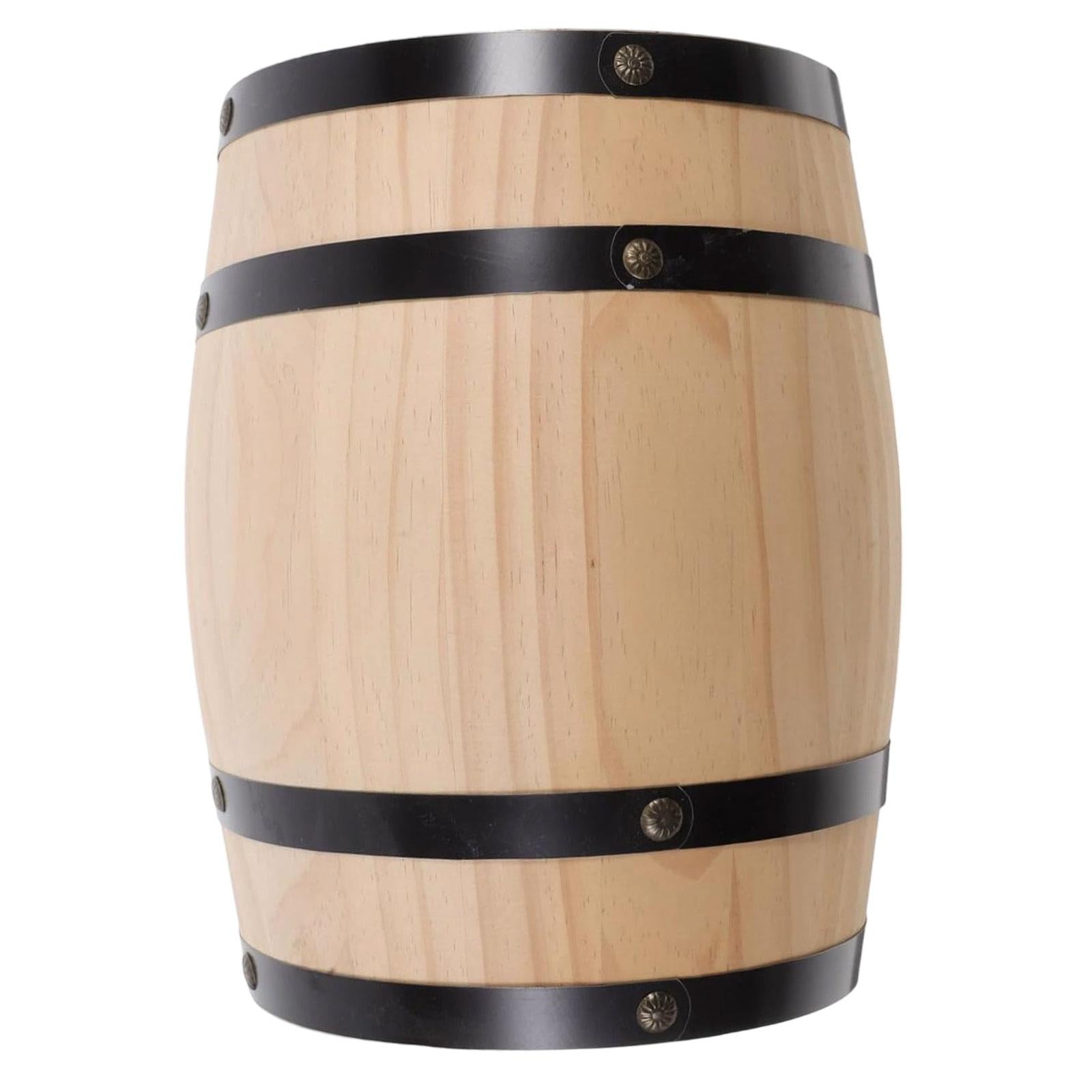 Oak Wine Barrel Retro Whiskey Bucket Dispenser for Beverage Whiskey Cocktail M beige