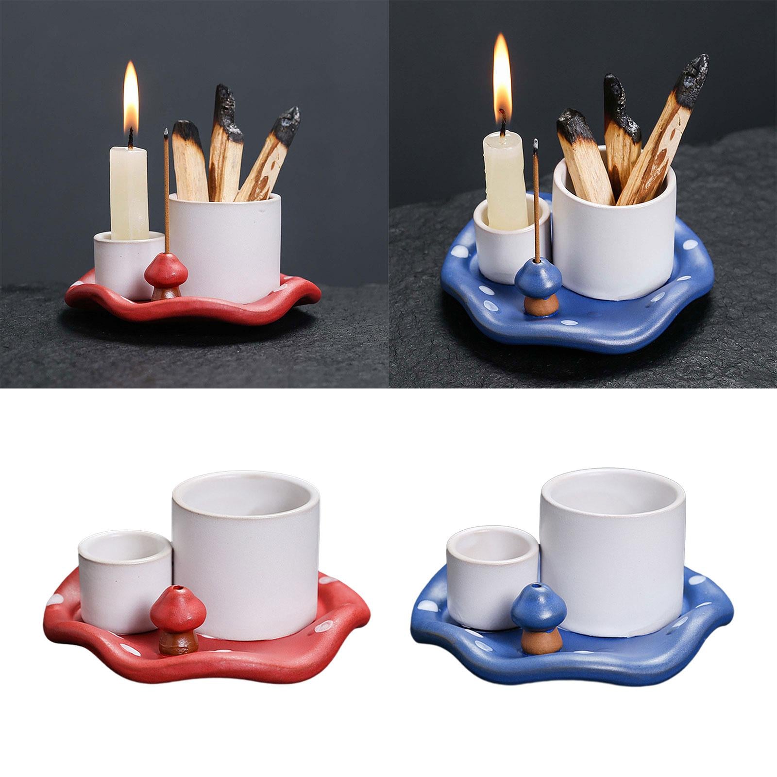 Incense Burner Holder Multifunctional Sage Holder for Reading Hotel Bathroom Red White