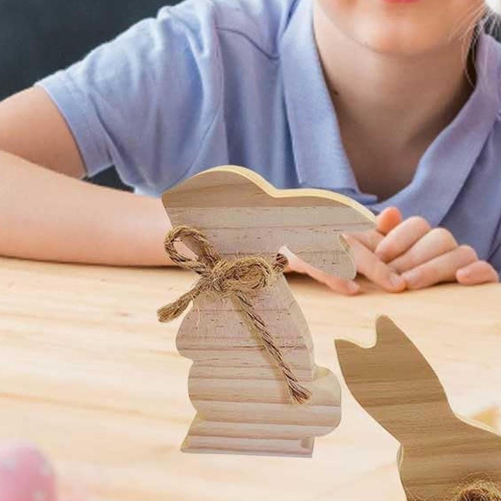 Wooden Bunny Sign Tabletop Centerpieces Display Gift Easter Table Decoration Style A
