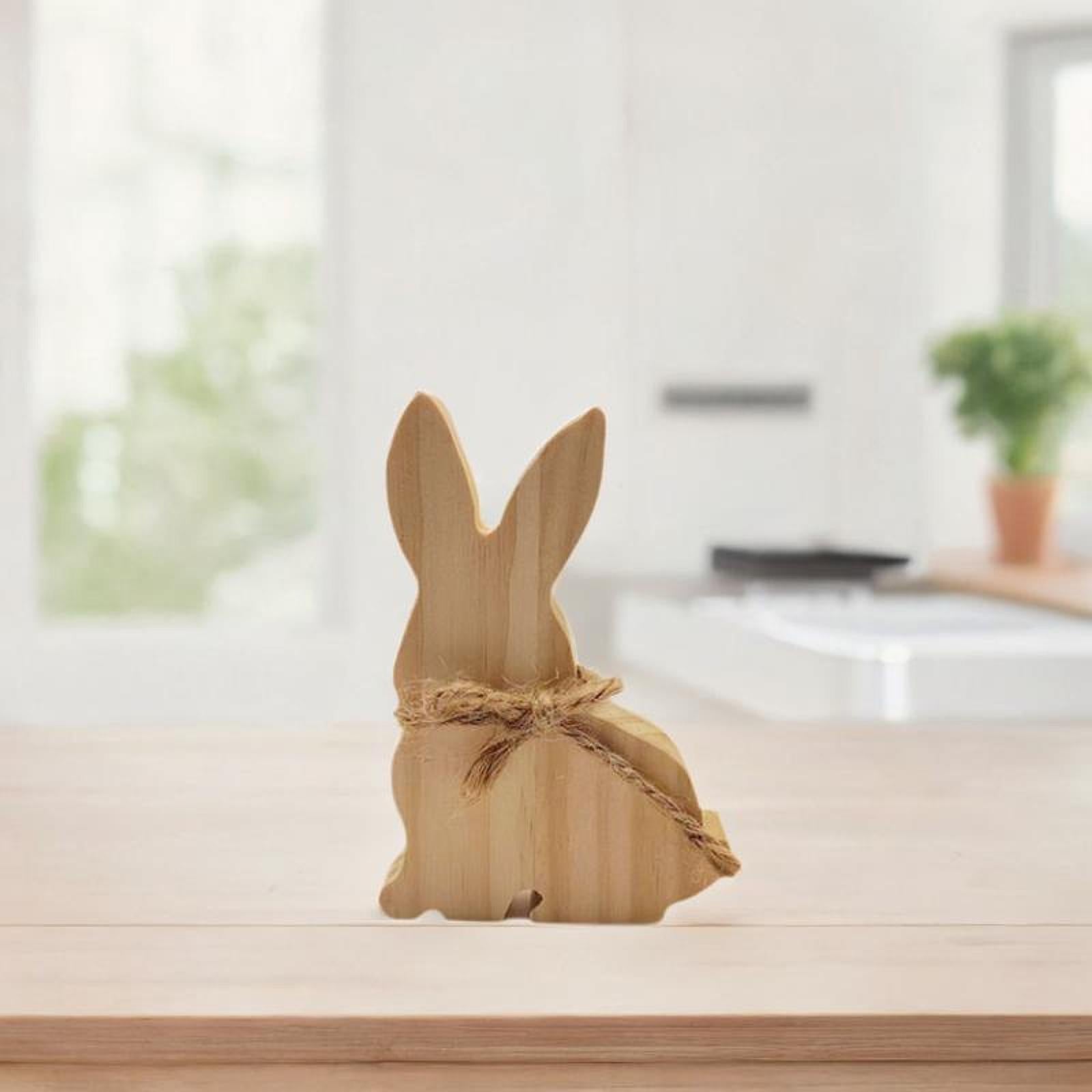 Wooden Bunny Sign Tabletop Centerpieces Display Gift Easter Table Decoration Style C
