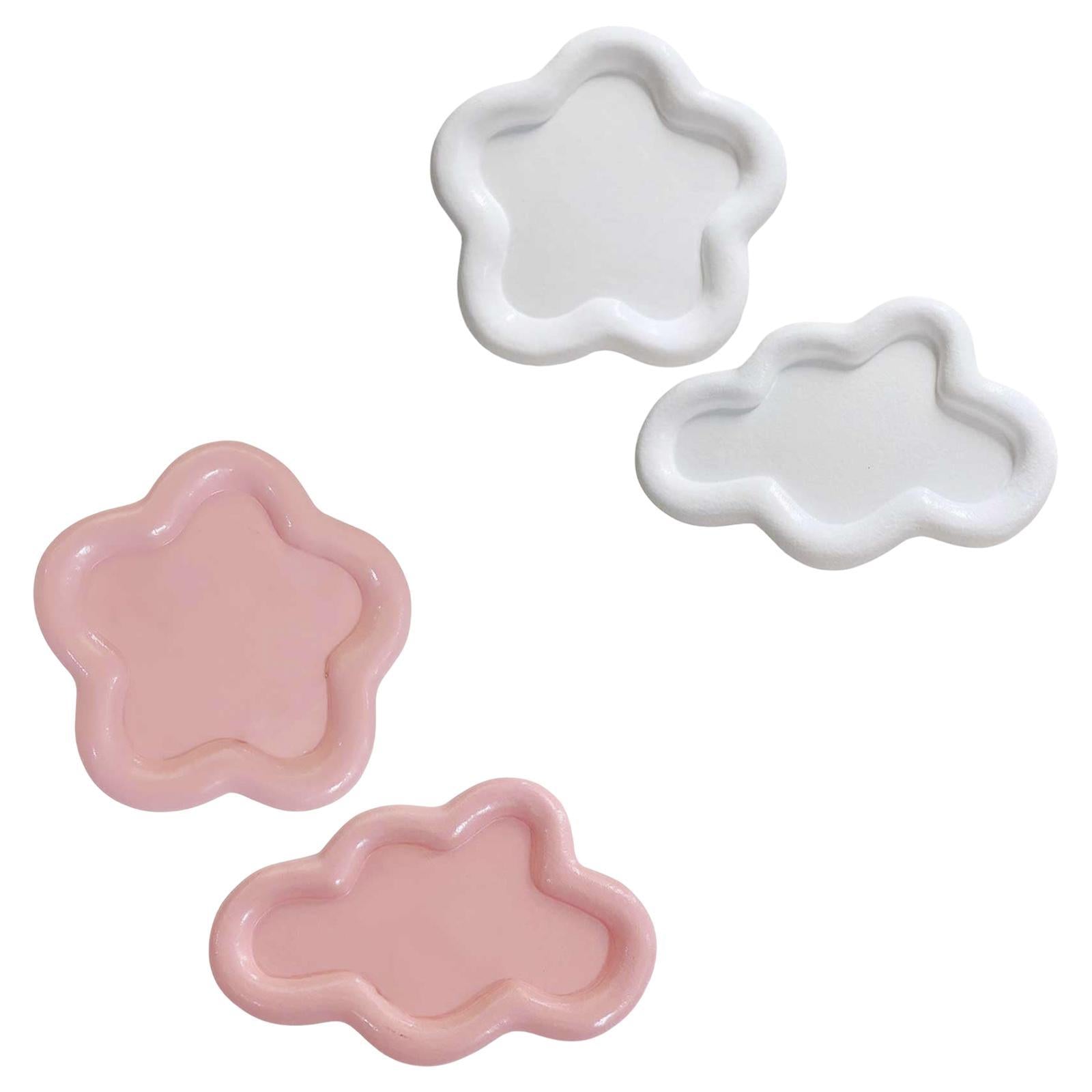2x Jewelry Display Trays Vanity Trays Display Choker Keys Trinket Organizers Pink